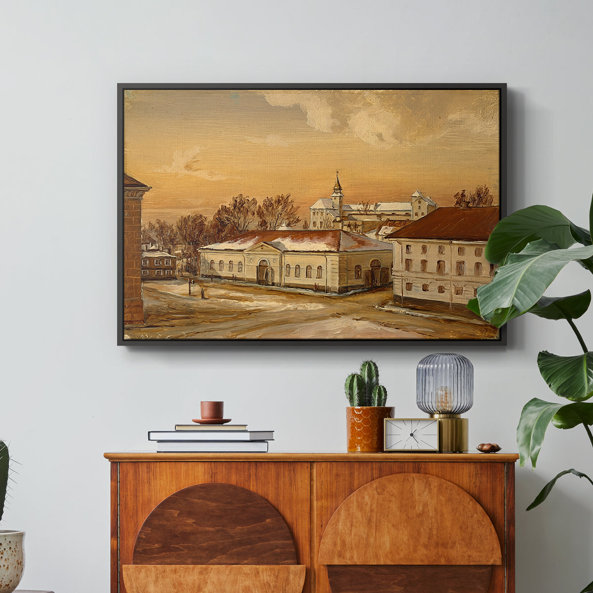 The Riding School at Akershus Castle, 1846 - Floater Framed Canvas Print