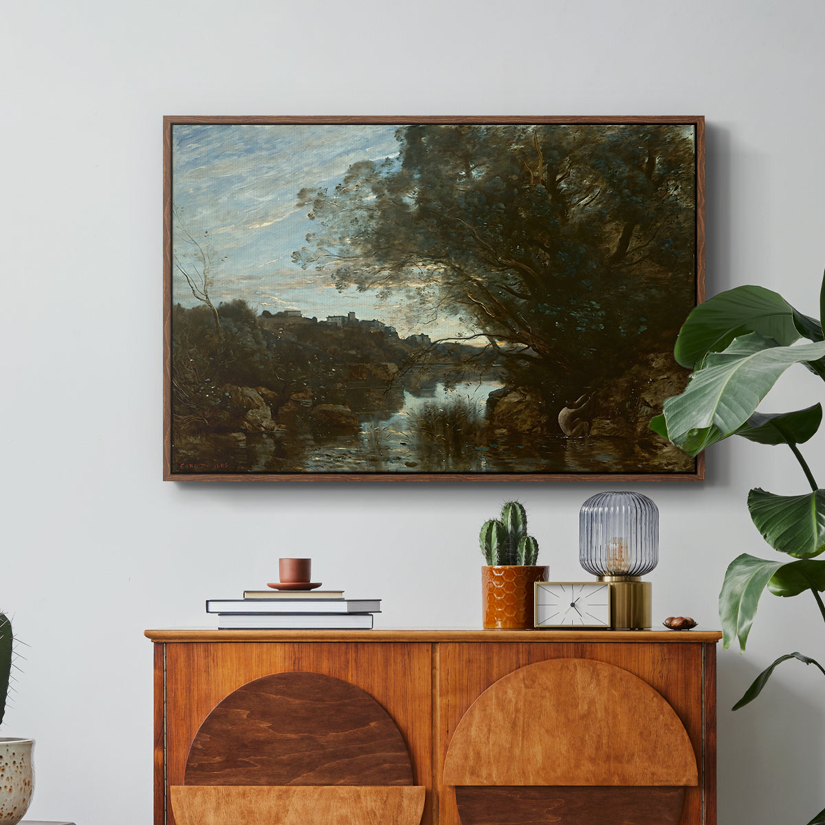 Souvenir of the Environs of Lake Nemi, 1865 - Floater Framed Canvas Print