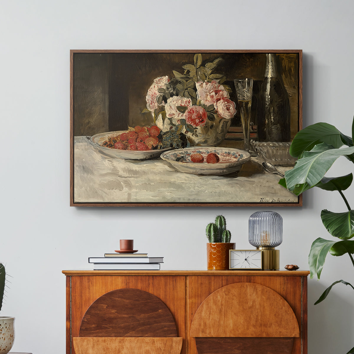 Strawberries and Champagne, c. 1881-1885 - Floater Framed Canvas Print