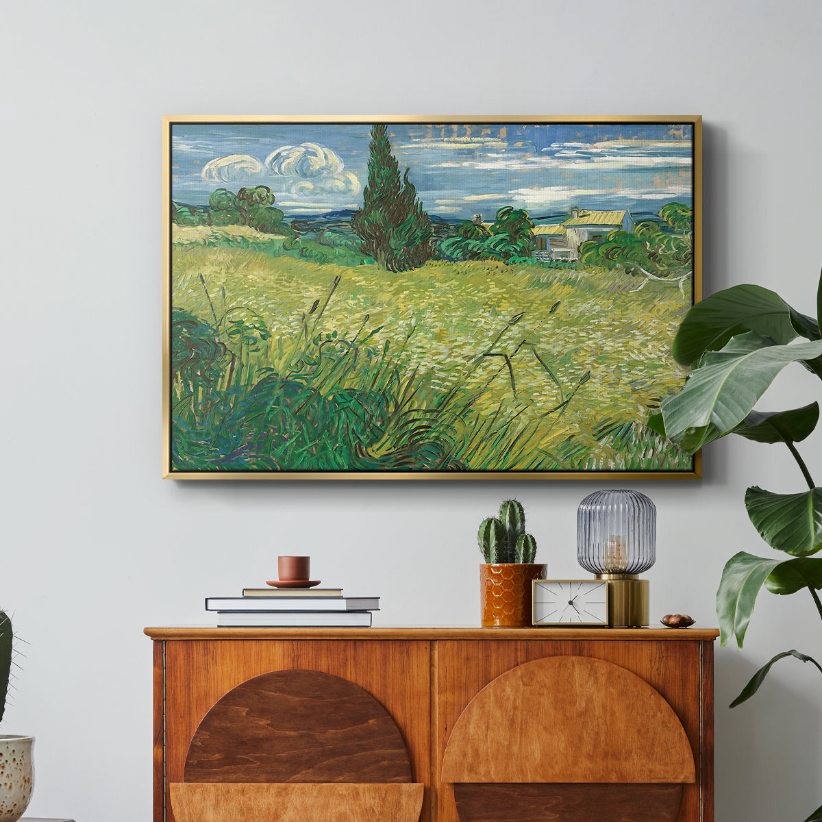 Green Wheat Field with Cypress, 1889 - Floater Framed Canvas Print