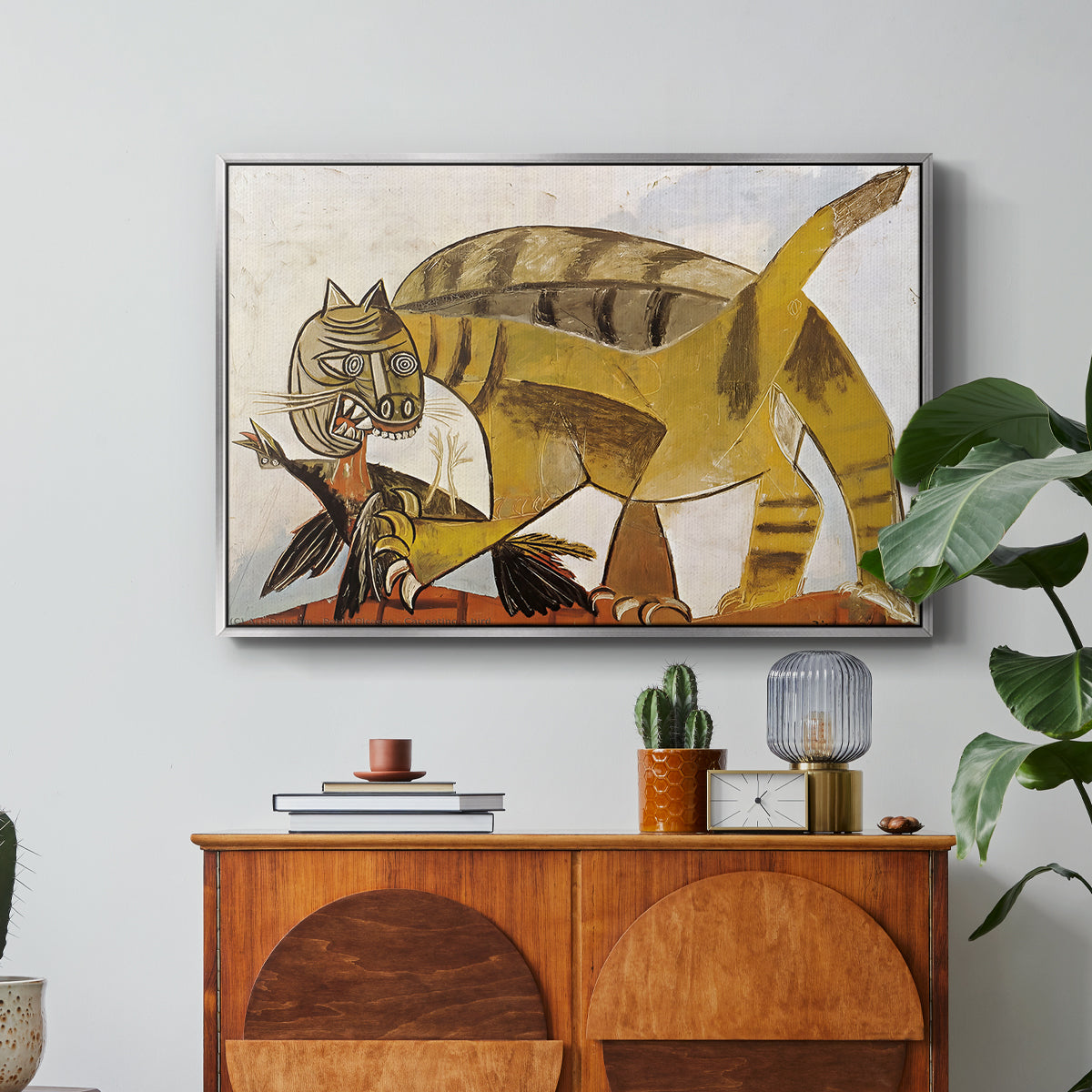 Cat Eating a Bird, 1939 - Floater Framed Canvas Print