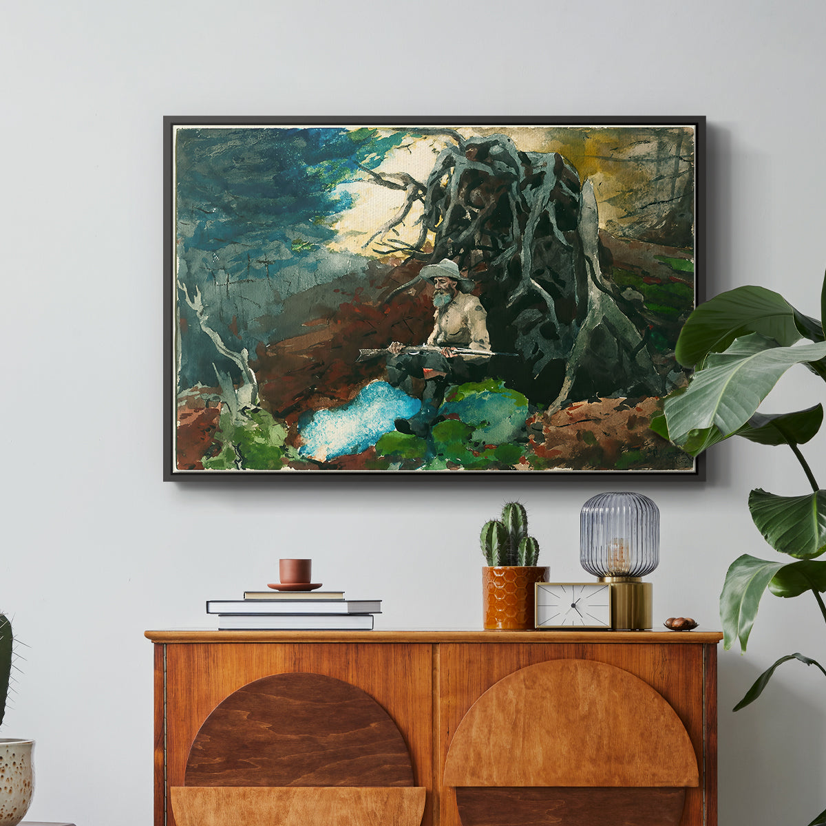 Campfire, Adirondacks, 1892 - Floater Framed Canvas Print