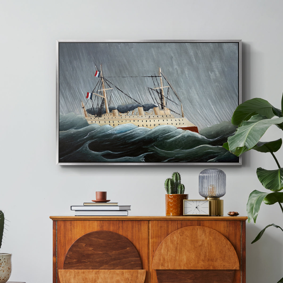 A Ship in the Storm, c. 1899 - Floater Framed Canvas Print