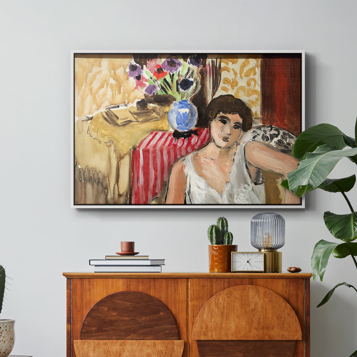 Woman Seated in an Armchair, c. 1920 - Floater Framed Canvas Print