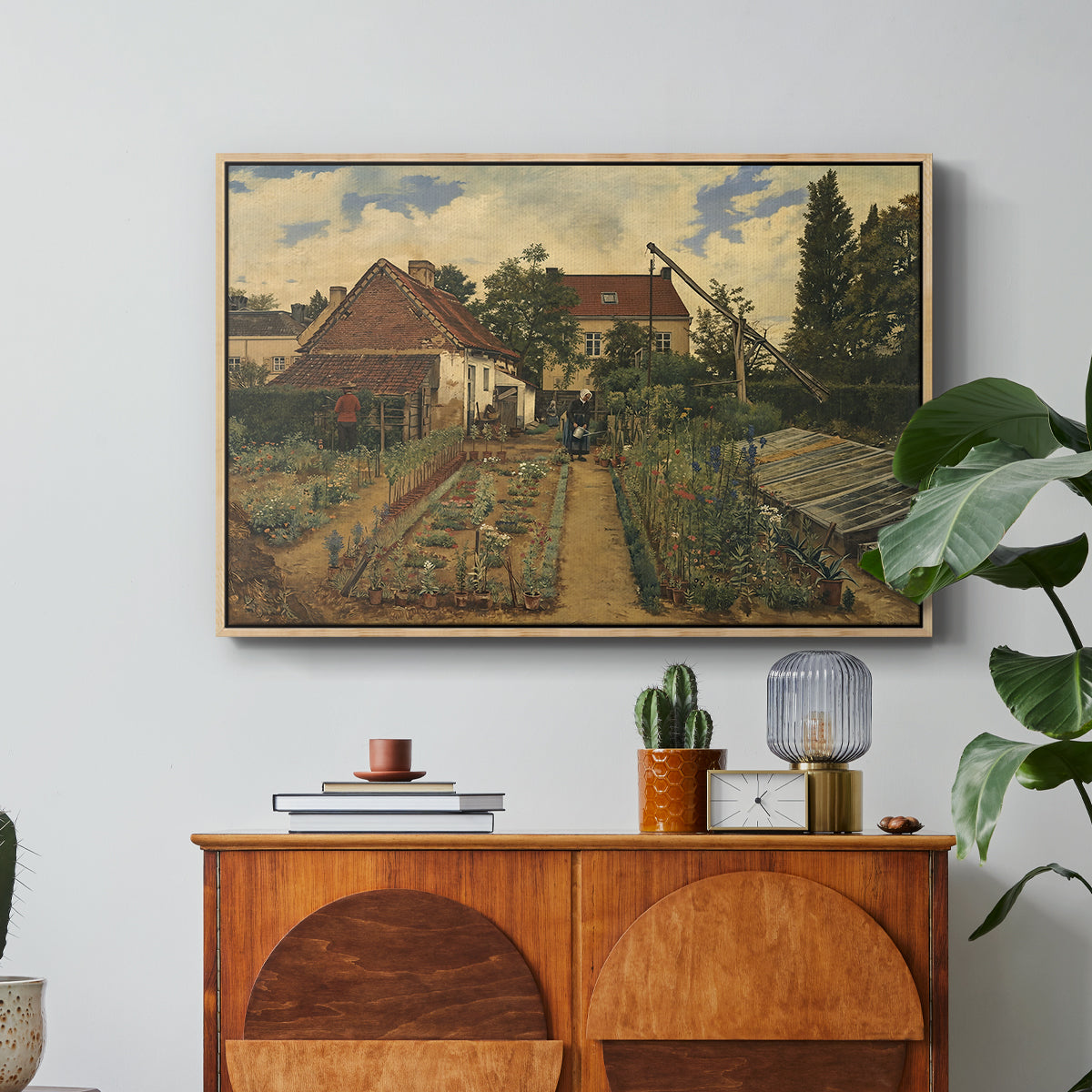 Garden of a Florist (The Flower Garden), 1864 - Floater Framed Canvas Print