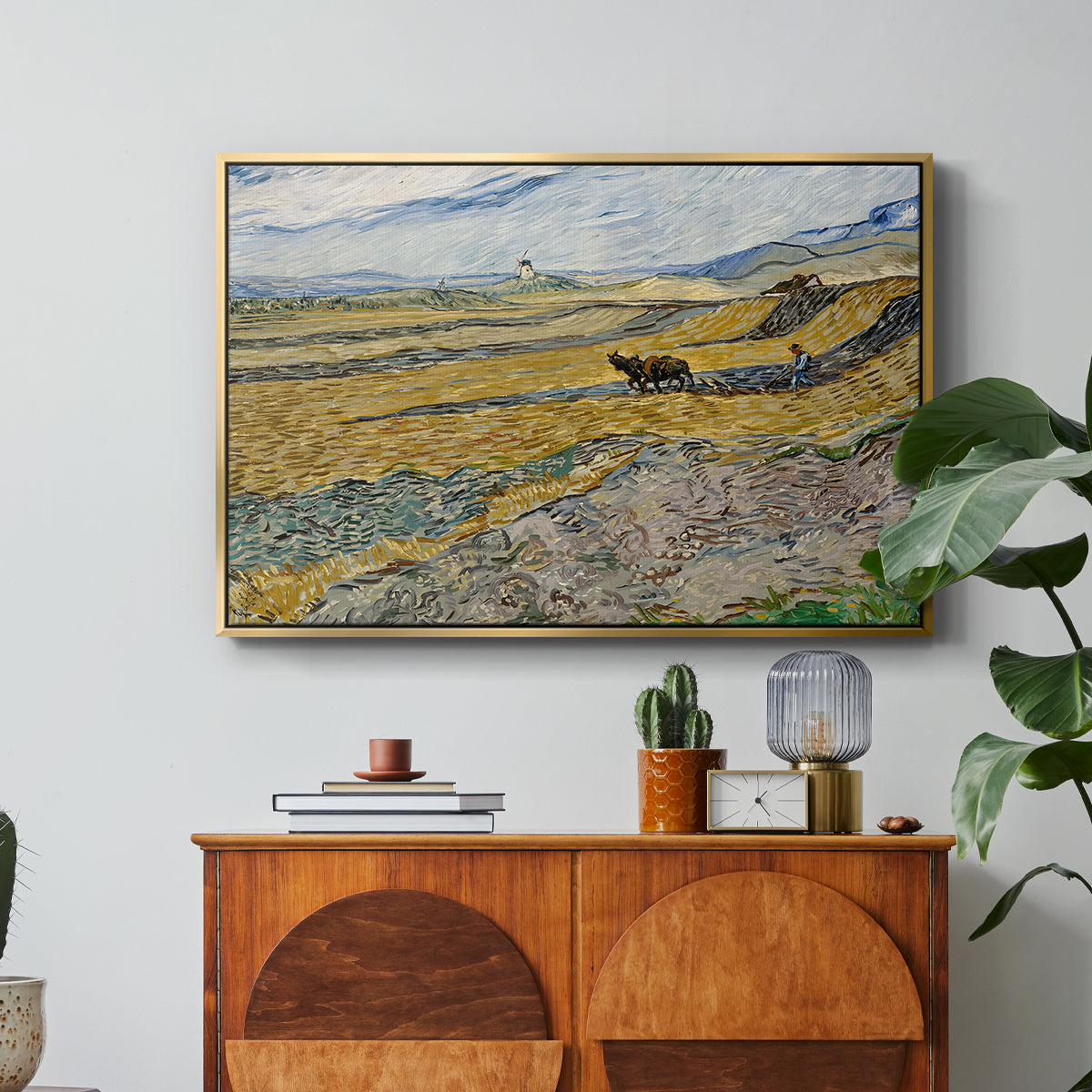 Enclosed Field with Ploughman, 1889 - Floater Framed Canvas Print