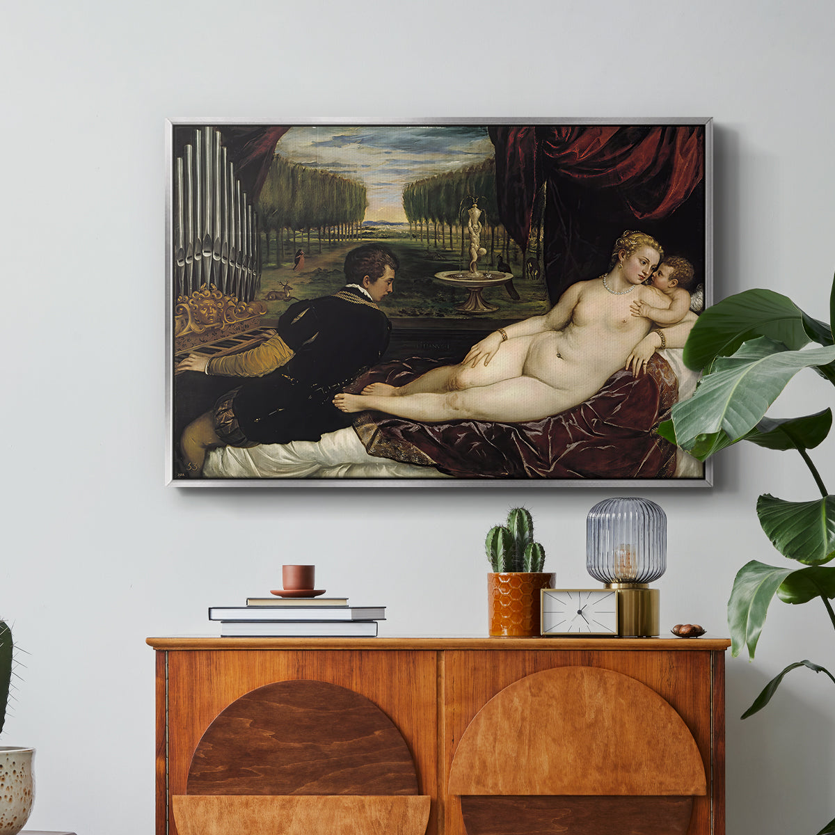 Venus with an Organist and Cupid, c. 1555 - Floater Framed Canvas Print