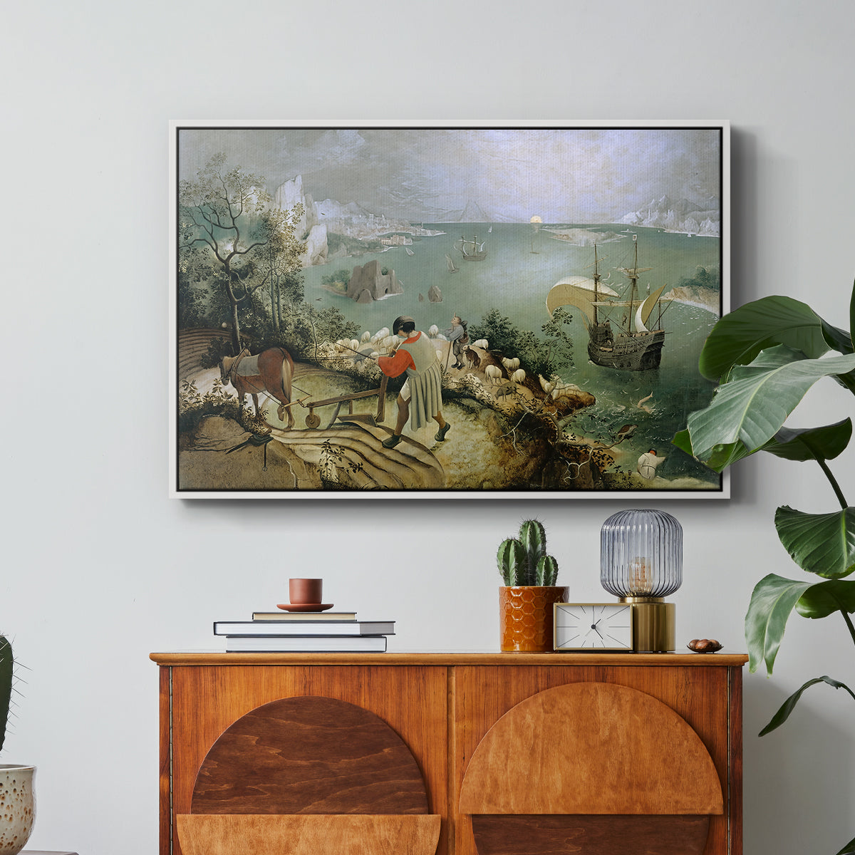 Landscape with the Fall of Icarus, c. 1560 - Floater Framed Canvas Print