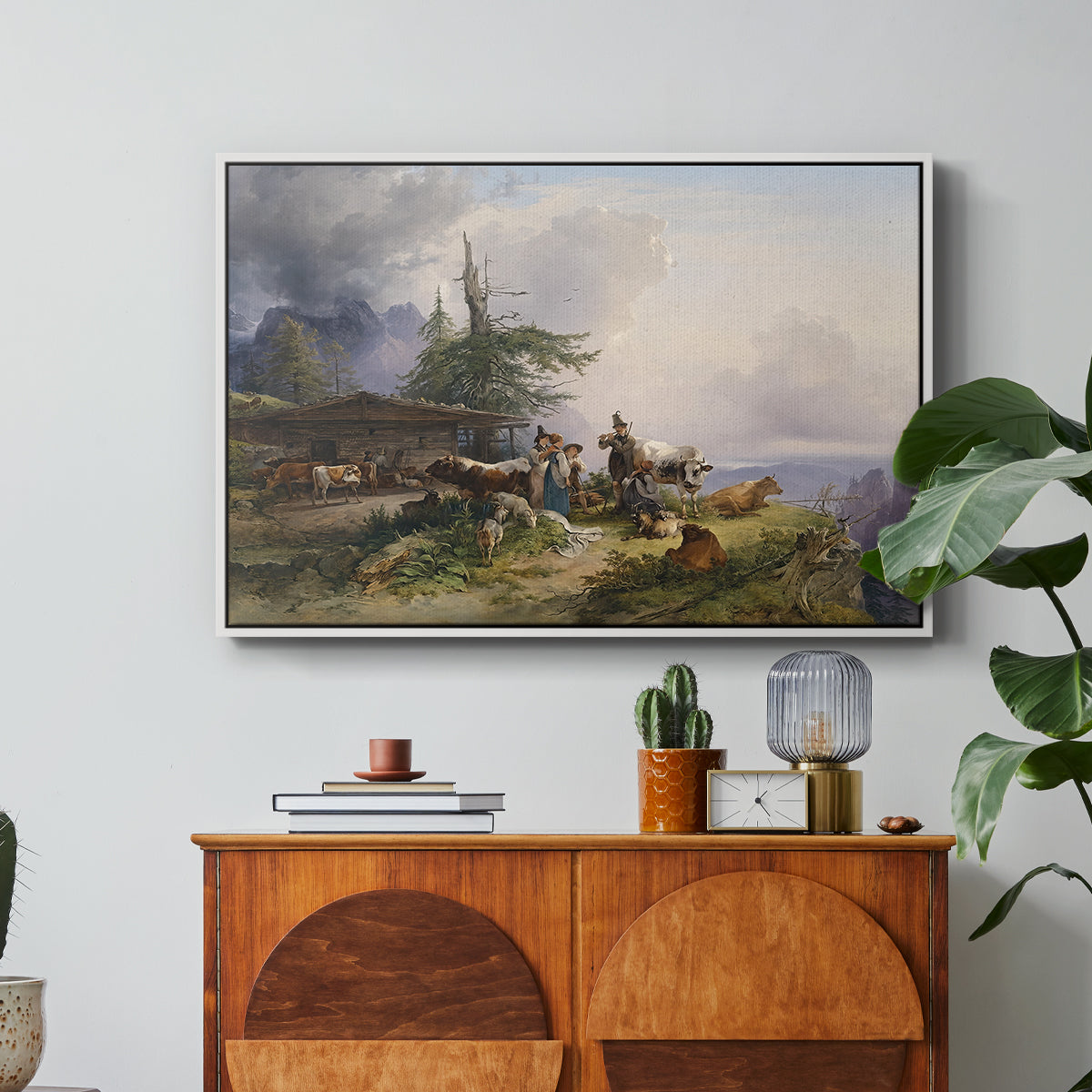 An Alpine Farm on the Untersberg, 1835 - Floater Framed Canvas Print