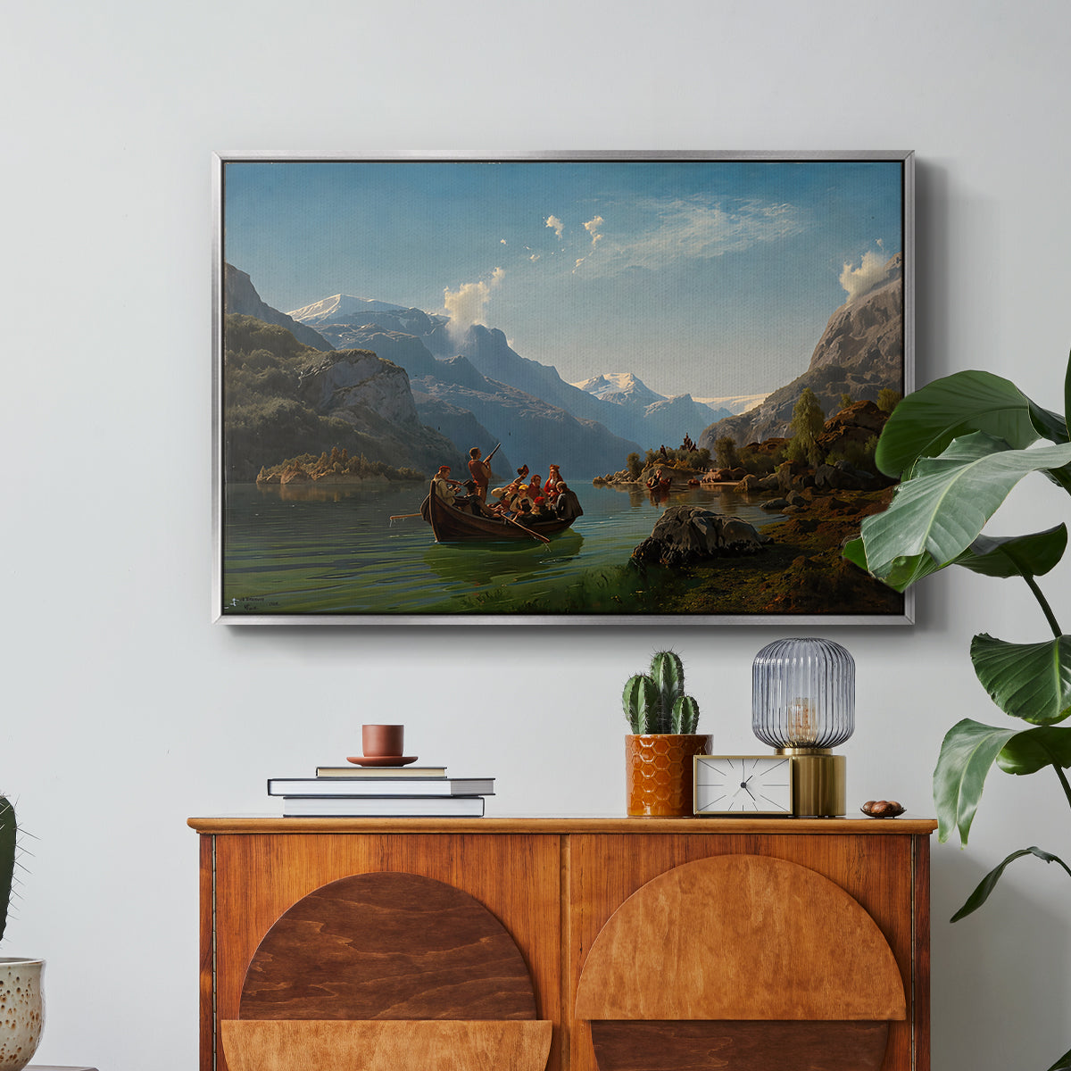 Bridal Procession on the Hardangerfjord, 1848 - Floater Framed Canvas Print