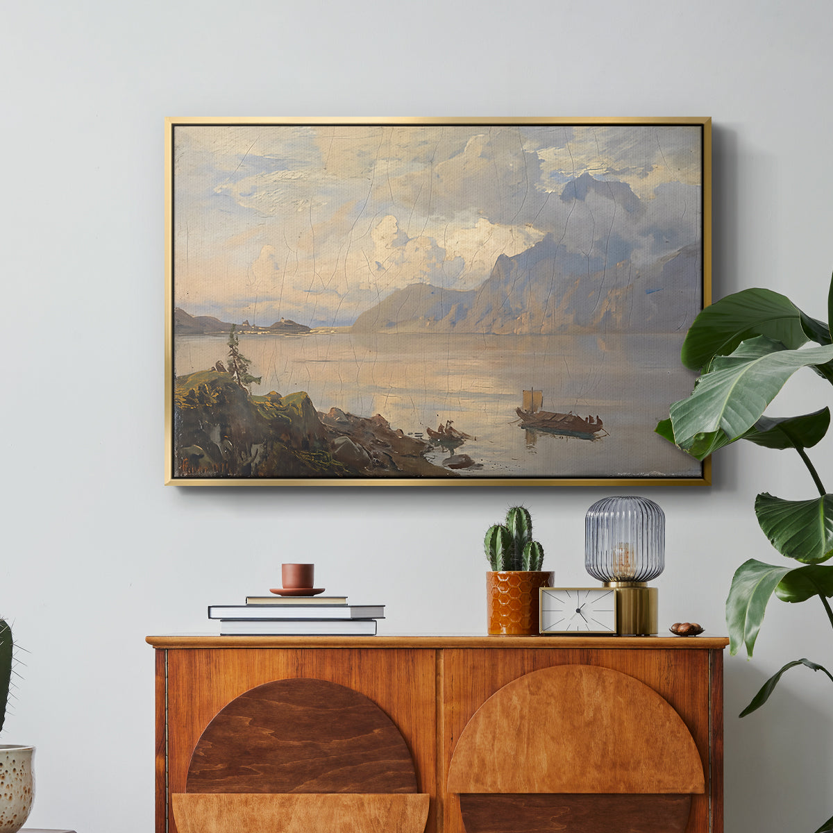 Traunsee, 1871 - Floater Framed Canvas Print