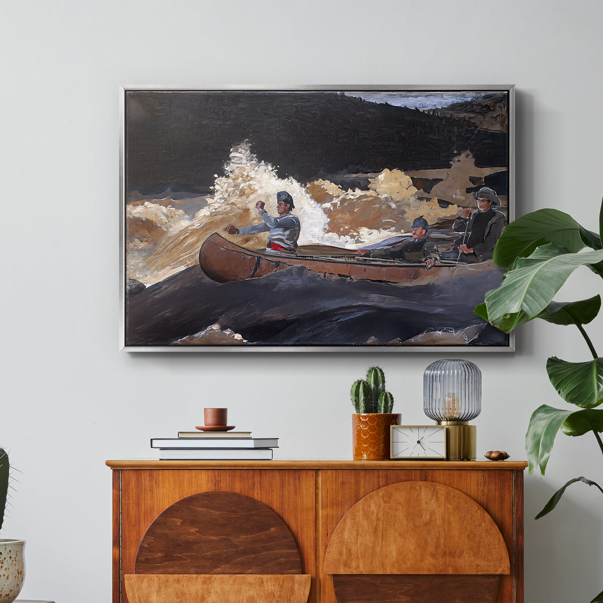 Shooting the Rapids, Saguenay River, 1905-1910 - Floater Framed Canvas Print
