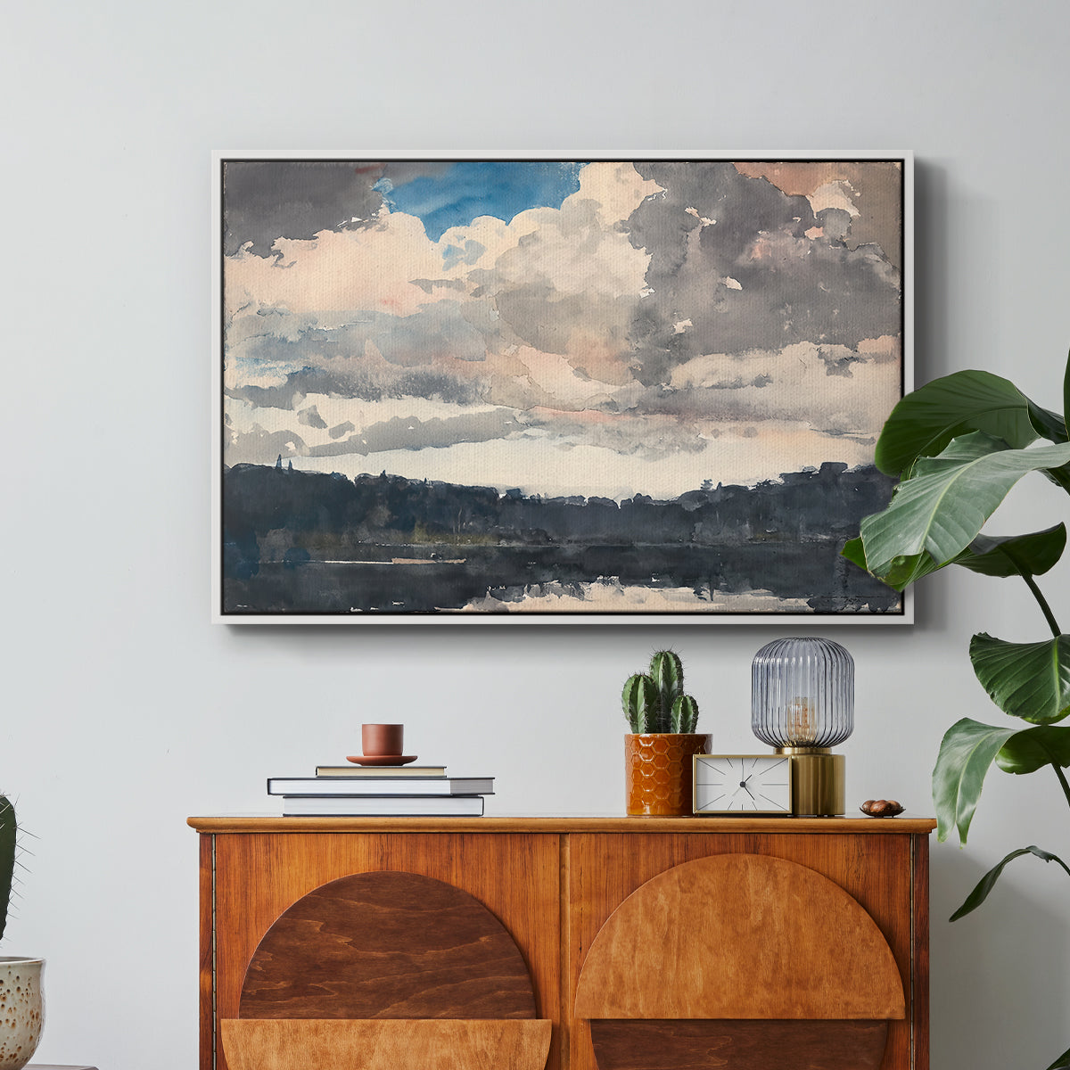 The Lone Boat, North Woods Club, Adirondacks, 1892 - Floater Framed Canvas Print