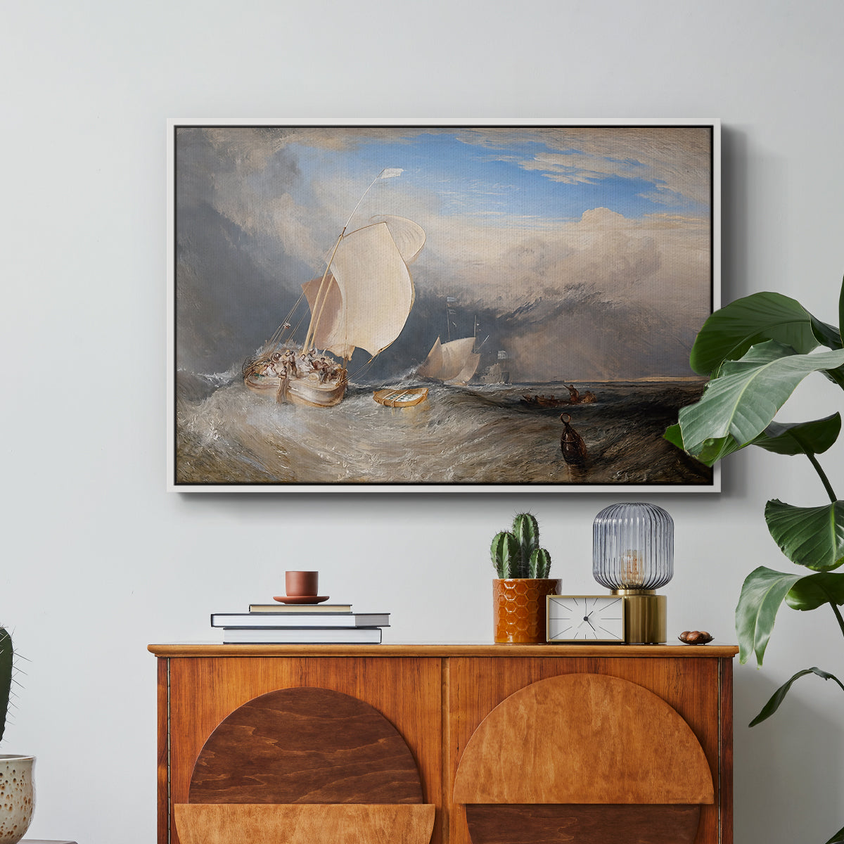 Fishing Boats with Hucksters Bargaining for Fish, 1837-1838 - Floater Framed Canvas Print