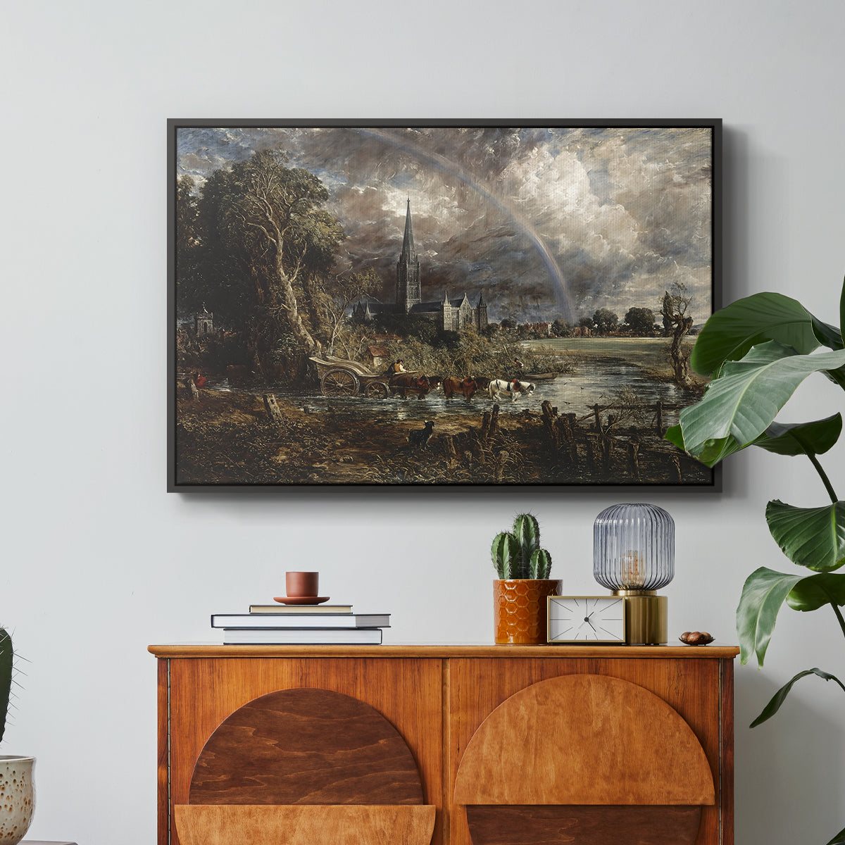 Salisbury Cathedral from the Meadows (Detail), 1831 - Floater Framed Canvas Print