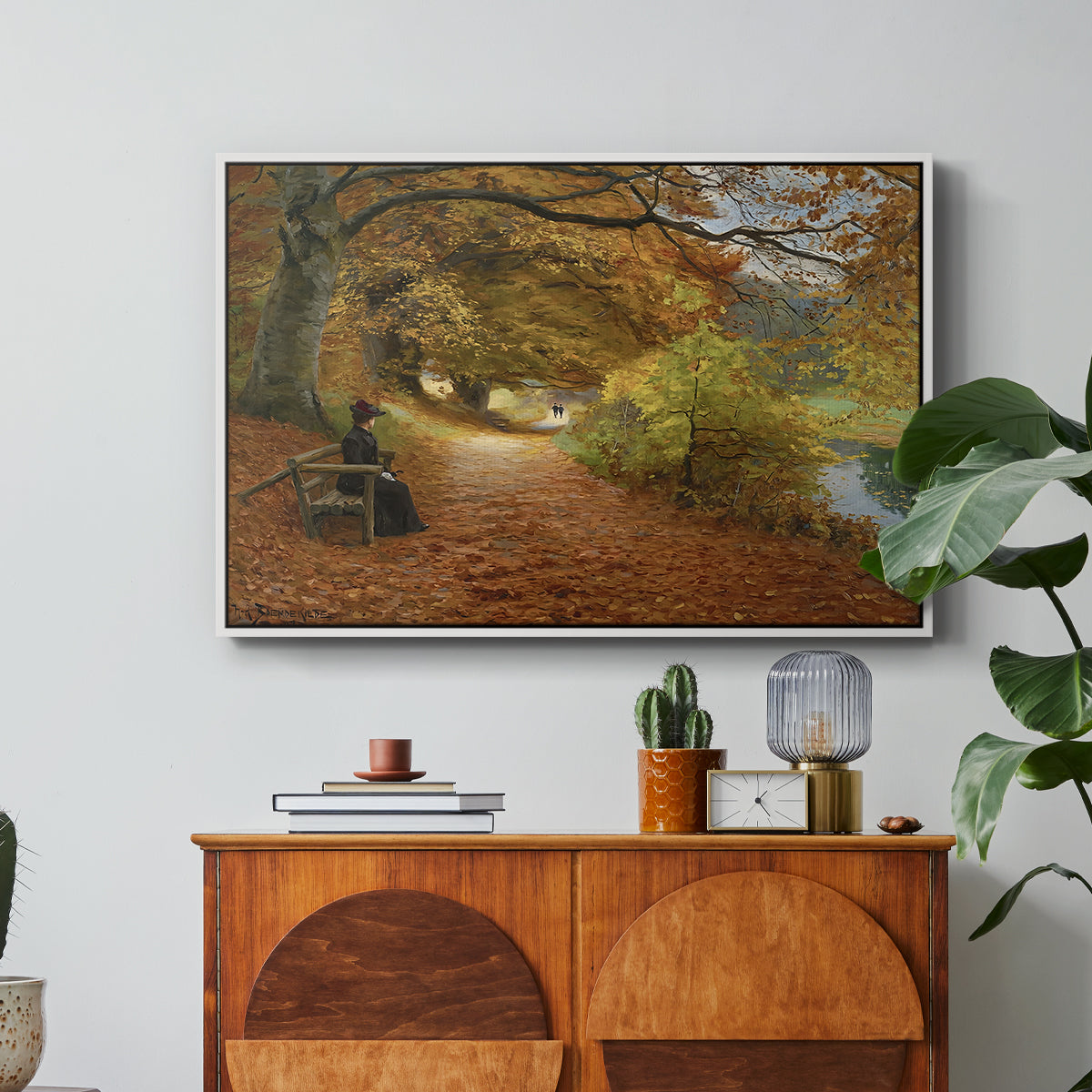 A Wooded Path in Autumn, 1902 - Floater Framed Canvas Print