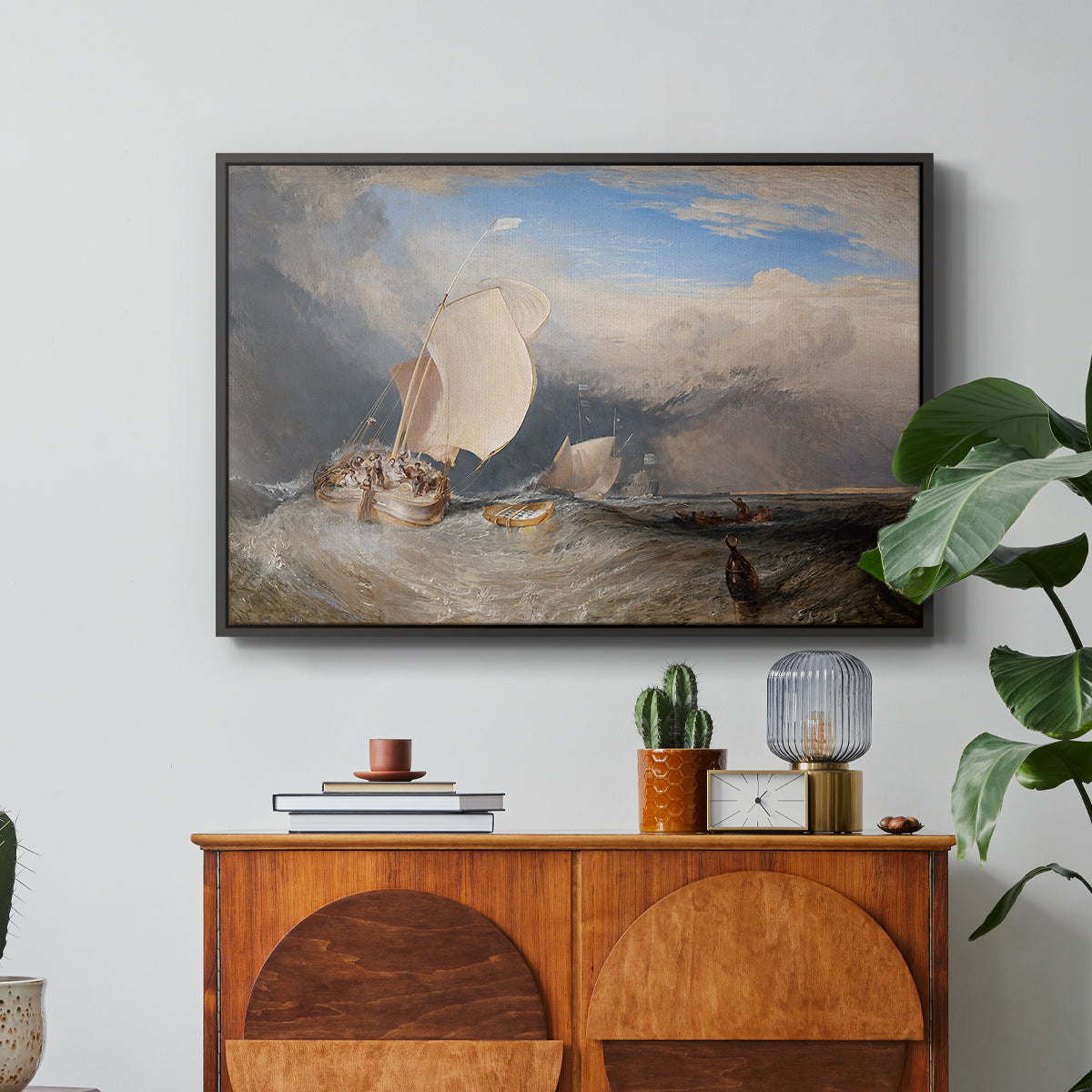 Fishing Boats with Hucksters Bargaining for Fish, 1837-1838 - Floater Framed Canvas Print