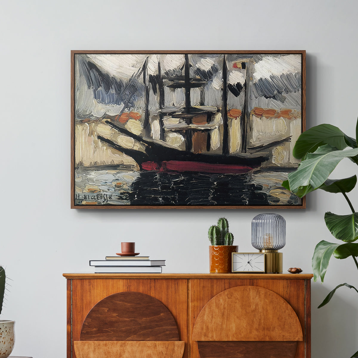 Two Boats Side by Side, Port of Marseilles, c. 1916 - Floater Framed Canvas Print