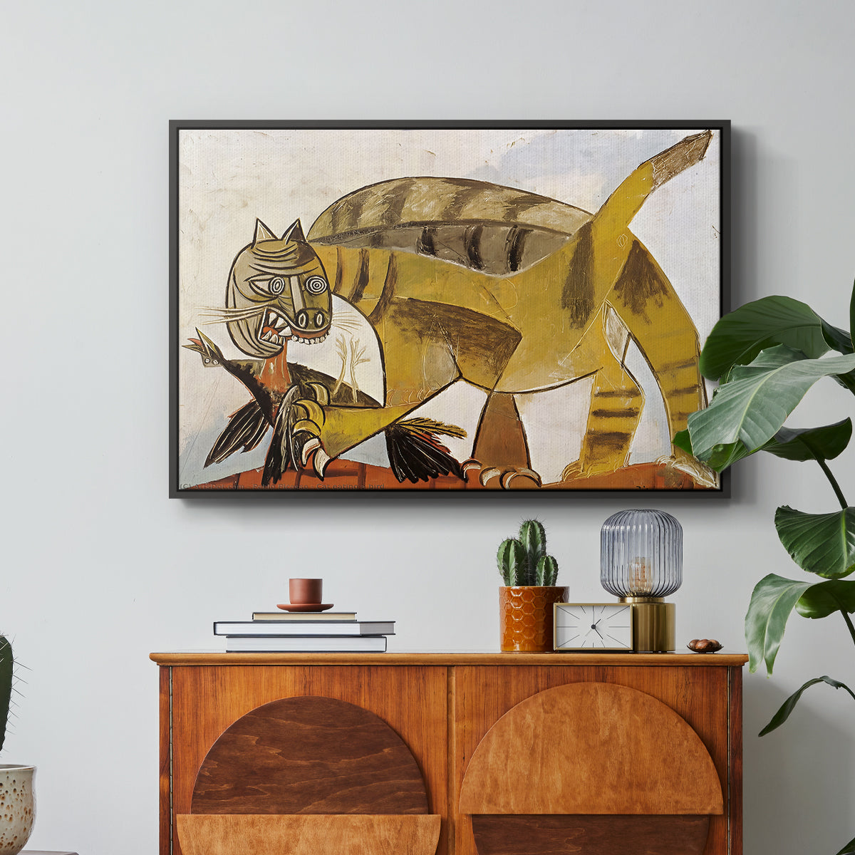 Cat Eating a Bird, 1939 - Floater Framed Canvas Print