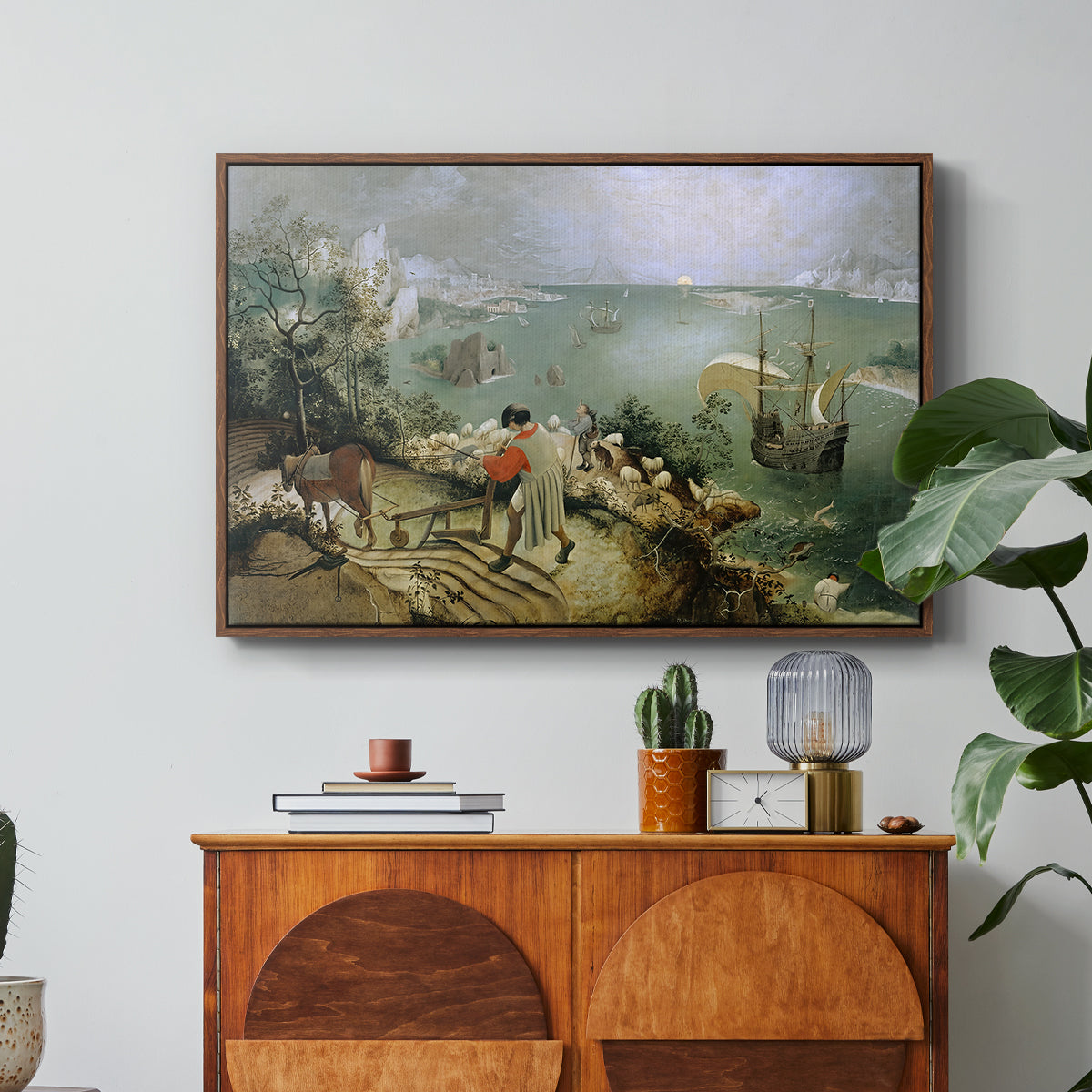 Landscape with the Fall of Icarus, c. 1560 - Floater Framed Canvas Print