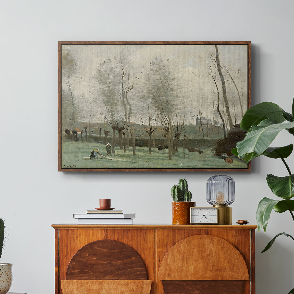Washerwomen in a Willow Grove, c. 1871 - Floater Framed Canvas Print