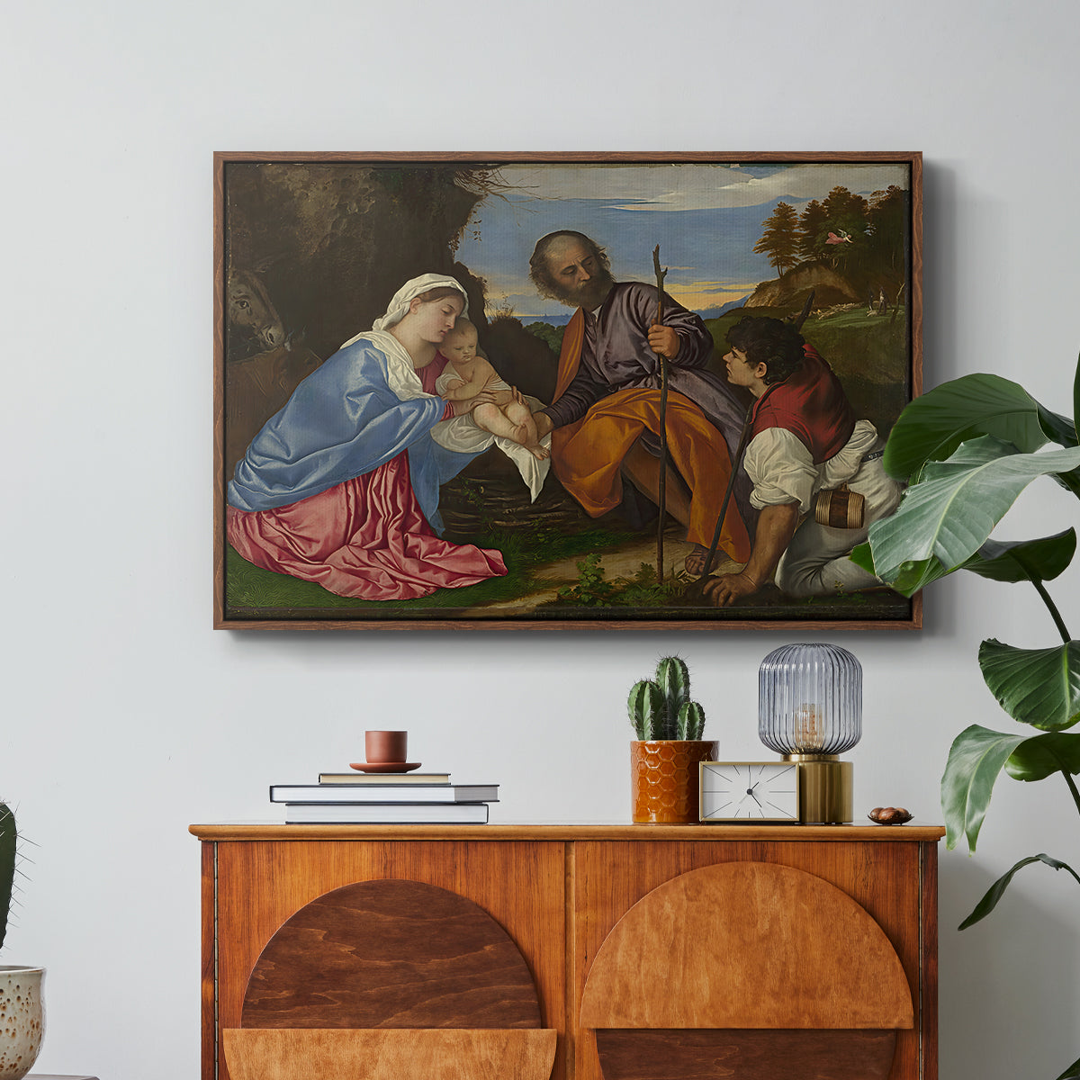 The Holy Family with a Shepherd, c. 1510 - Floater Framed Canvas Print