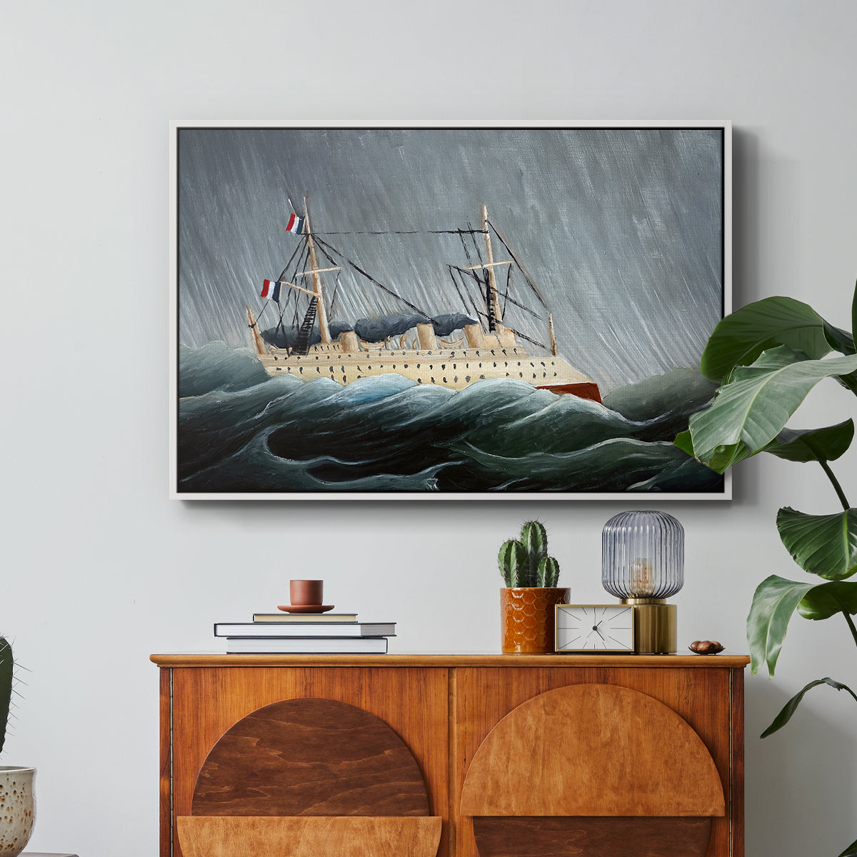 A Ship in the Storm, c. 1899 - Floater Framed Canvas Print