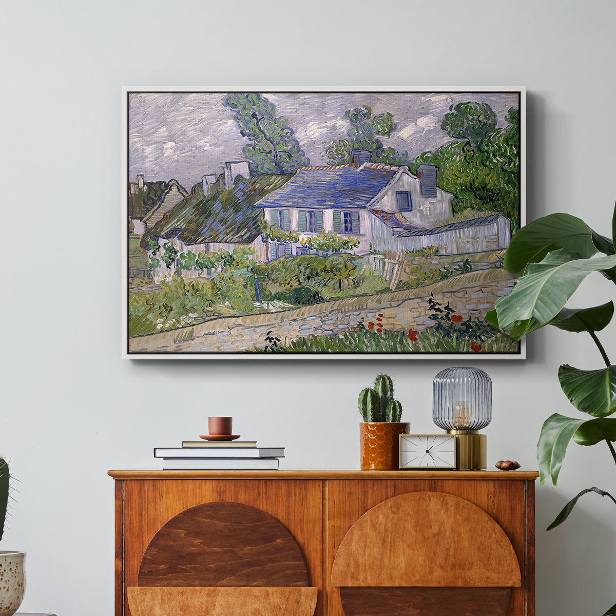 Houses in Auvers, 1890 - Floater Framed Canvas Print