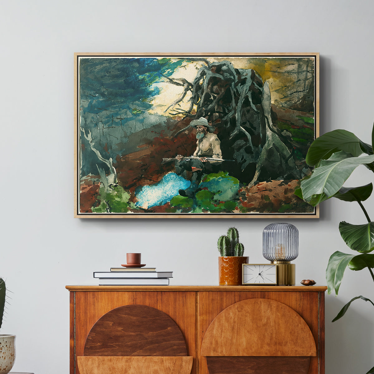 Campfire, Adirondacks, 1892 - Floater Framed Canvas Print