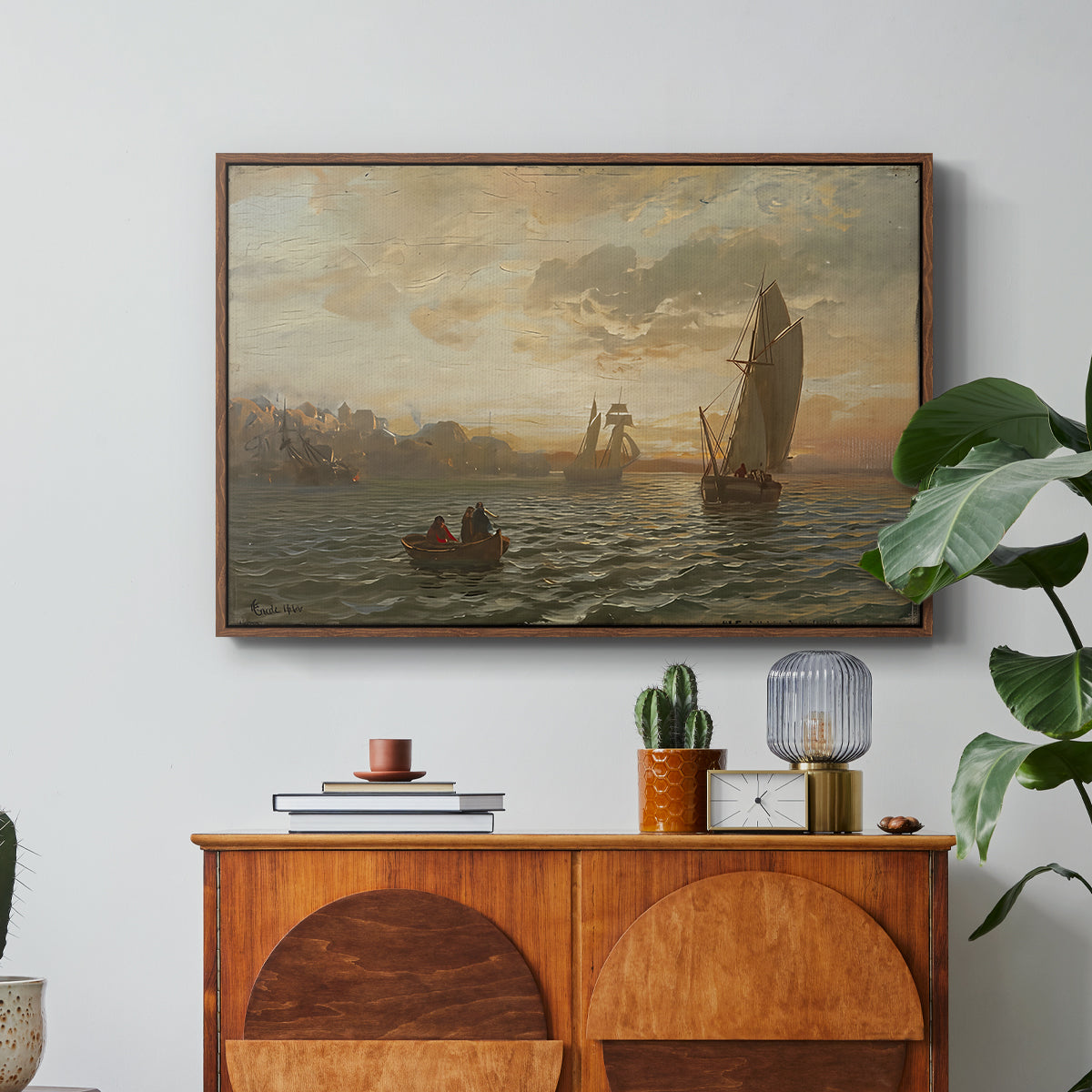 View from the Oslofjord, 1866 - Floater Framed Canvas Print
