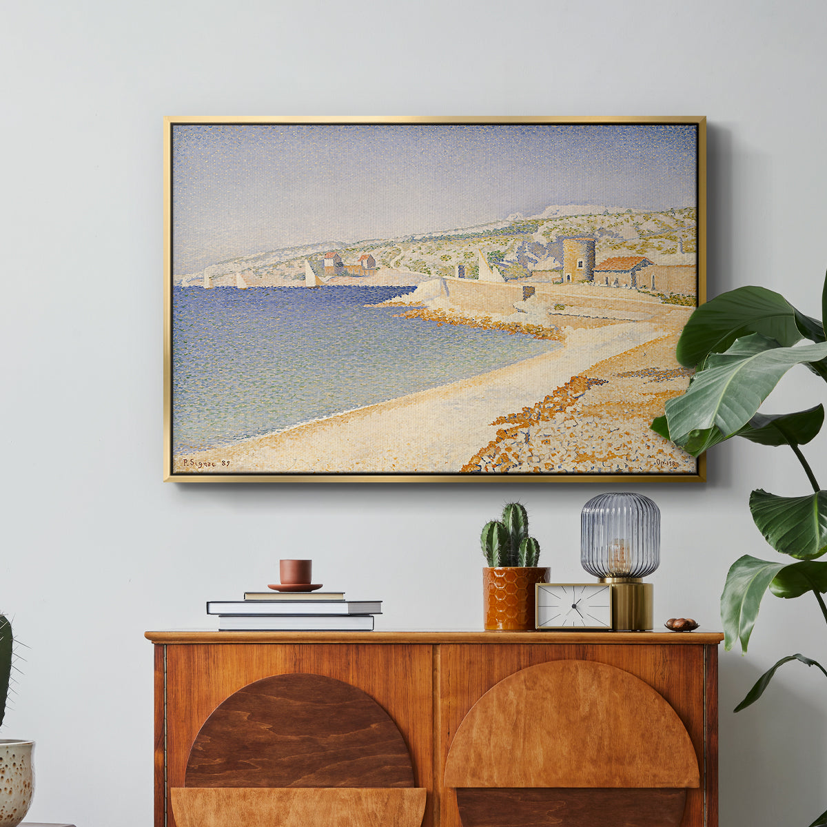 The Jetty at Cassis, Opus 198, 1889 - Floater Framed Canvas Print