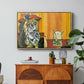 Woman Yelling at a Cat Meme (Picasso Parody) - Floater Framed Canvas Print