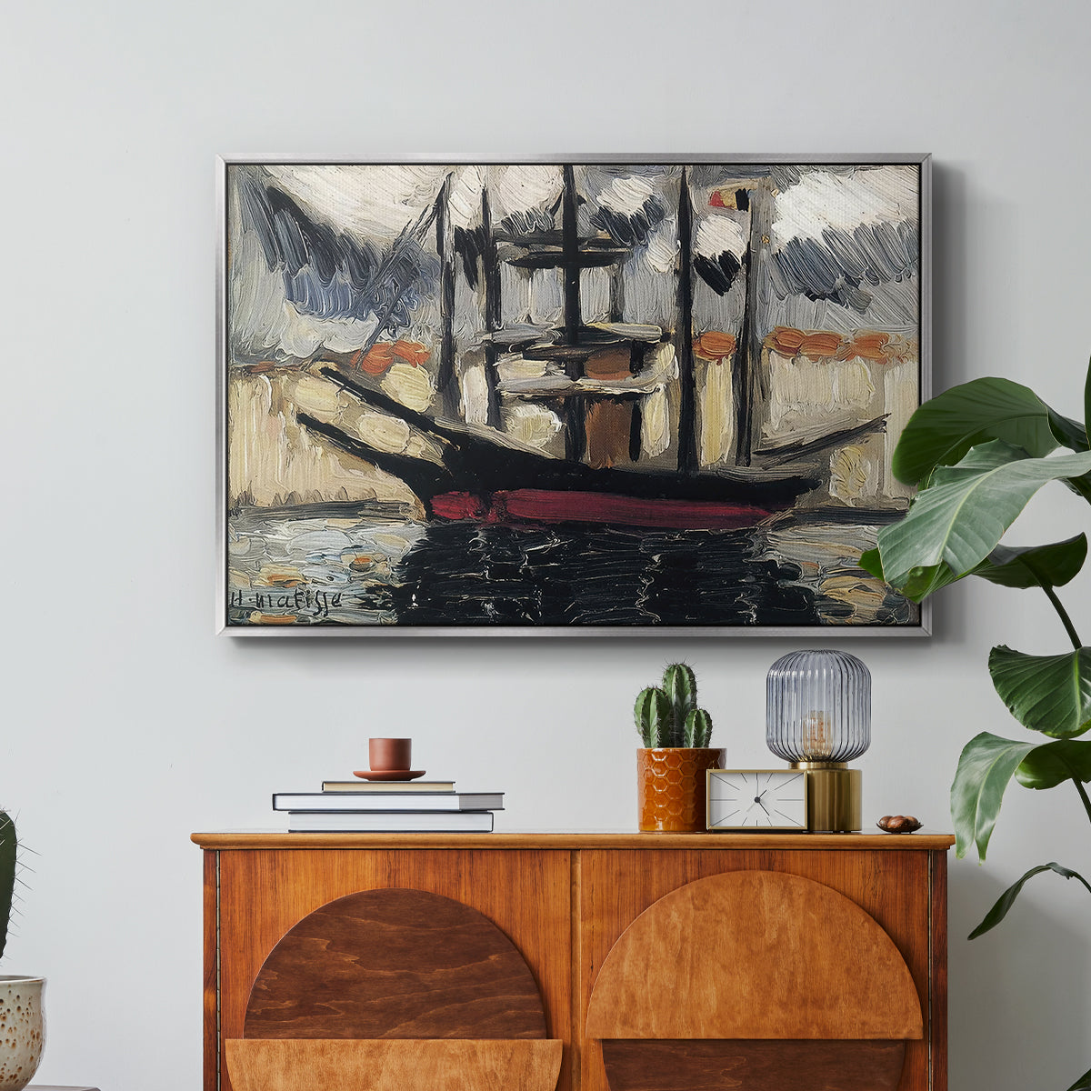 Two Boats Side by Side, Port of Marseilles, c. 1916 - Floater Framed Canvas Print