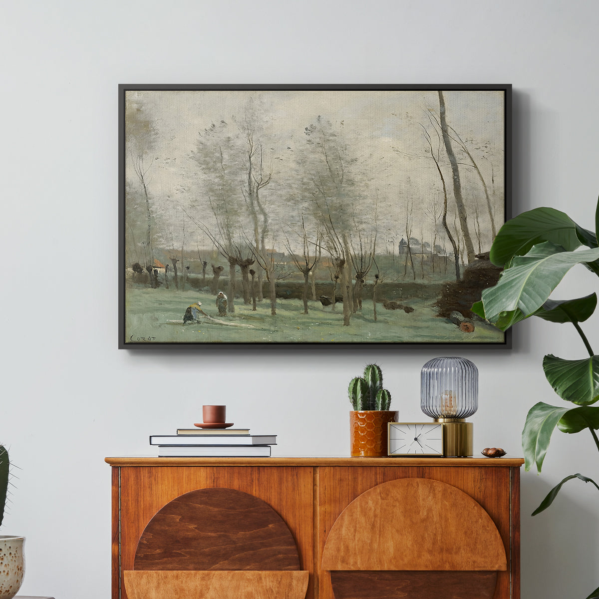 Washerwomen in a Willow Grove, c. 1871 - Floater Framed Canvas Print