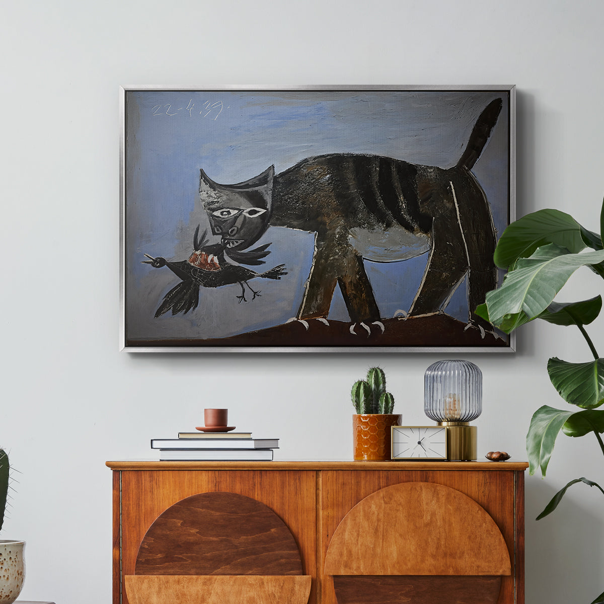 Cat Catching a Bird, 1939 - Floater Framed Canvas Print