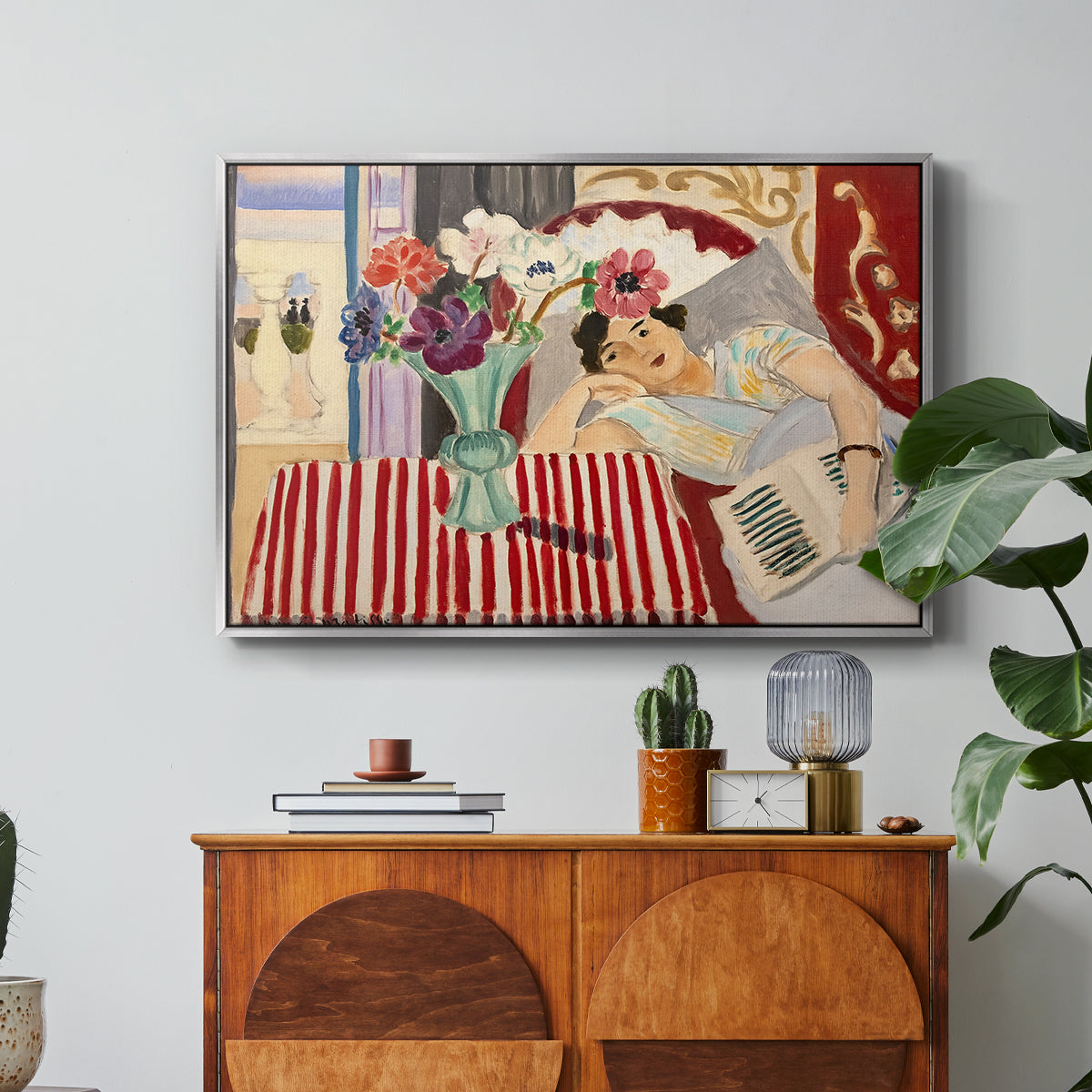 Woman with Anemones (Femme et anémones), c. 1920-1921 - Floater Framed Canvas Print