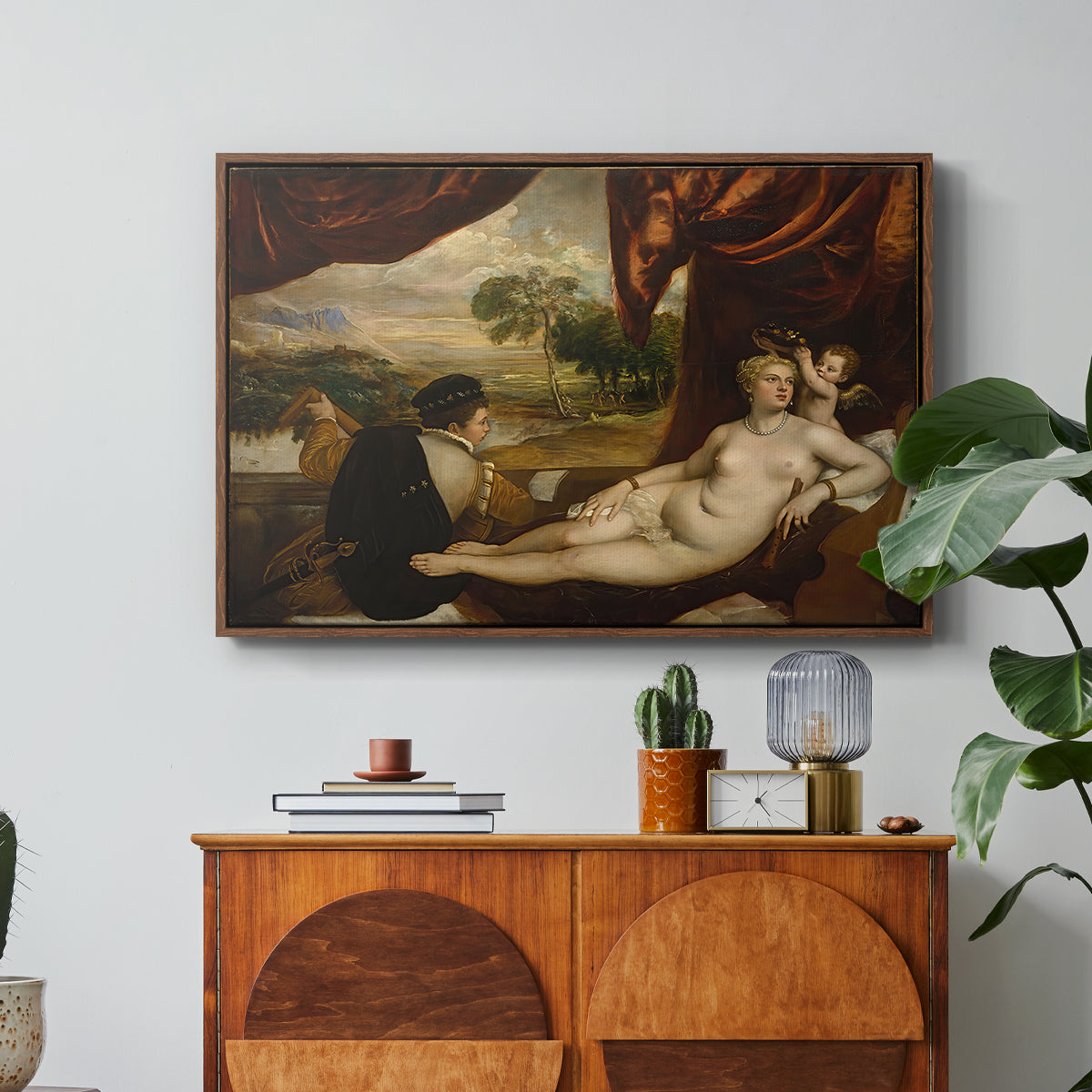 Venus and the Lute Player, c. 1565-1570 - Floater Framed Canvas Print