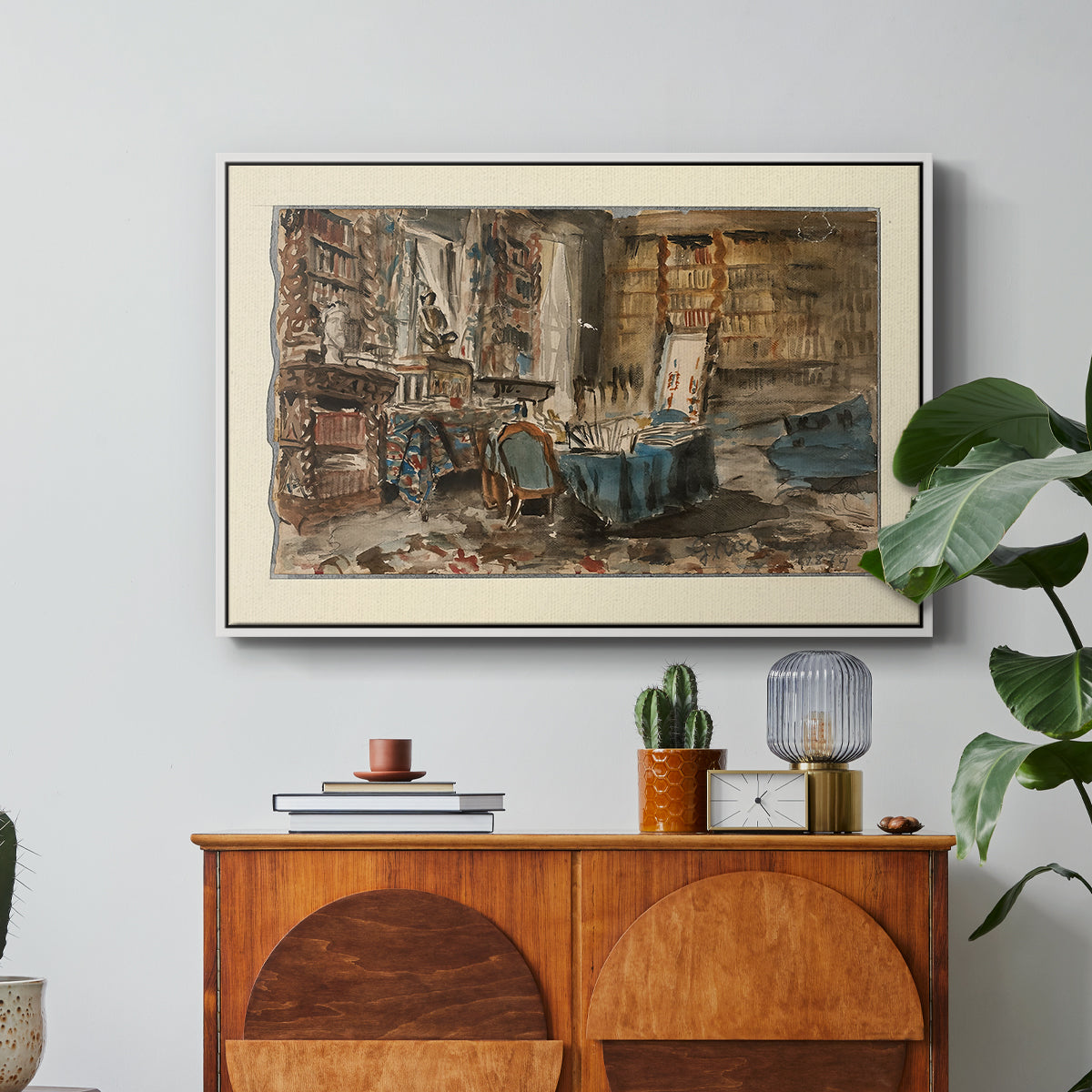 Cabinet de Flaubert à Croisset, 1874 - Floater Framed Canvas Print