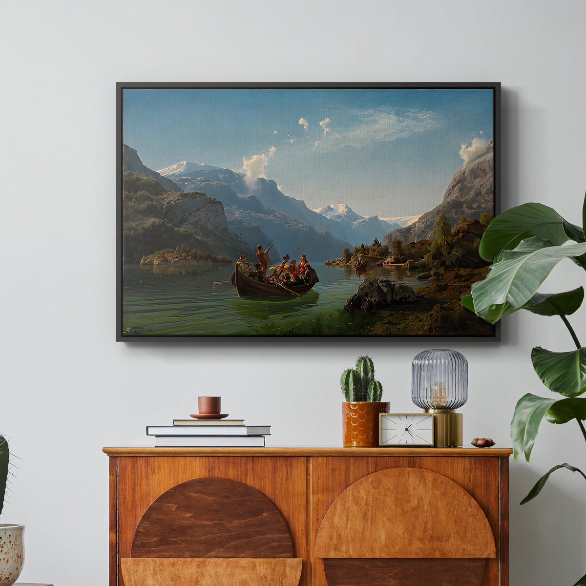Bridal Procession on the Hardangerfjord, 1848 - Floater Framed Canvas Print