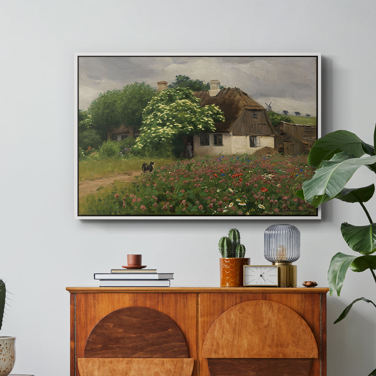 Farmhouse with Meadow Flowers, 1909 - Floater Framed Canvas Print
