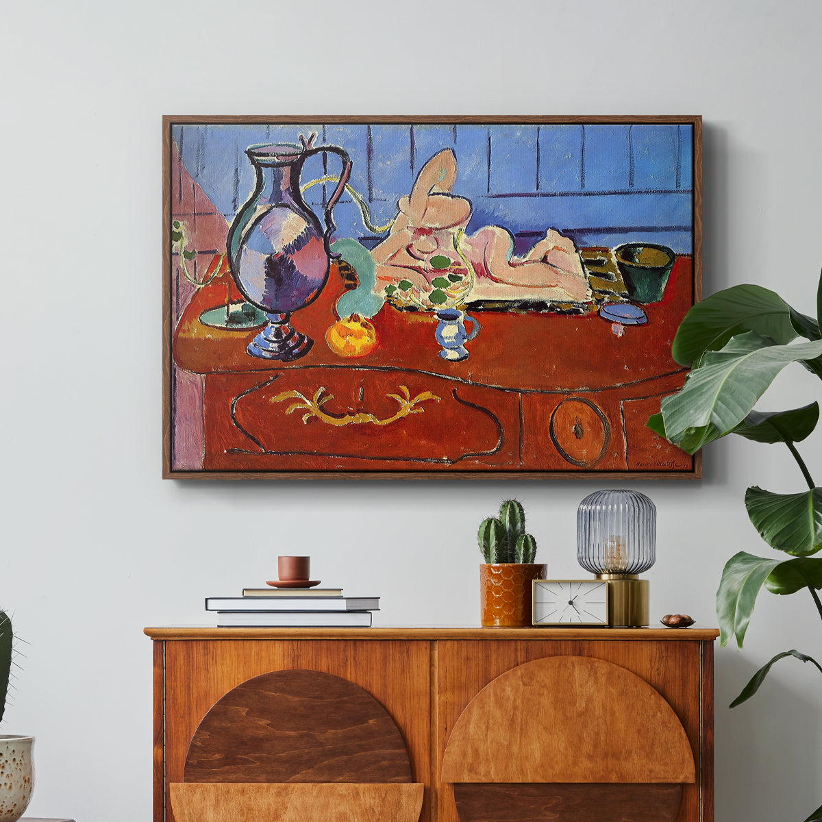 Still Life with a Pewter Jug and Pink Statuette, 1910 - Floater Framed Canvas Print