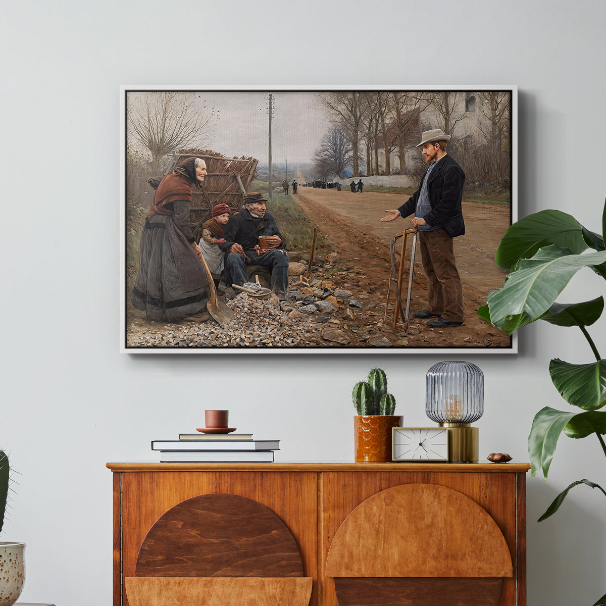 People by a Road, 1893 - Floater Framed Canvas Print