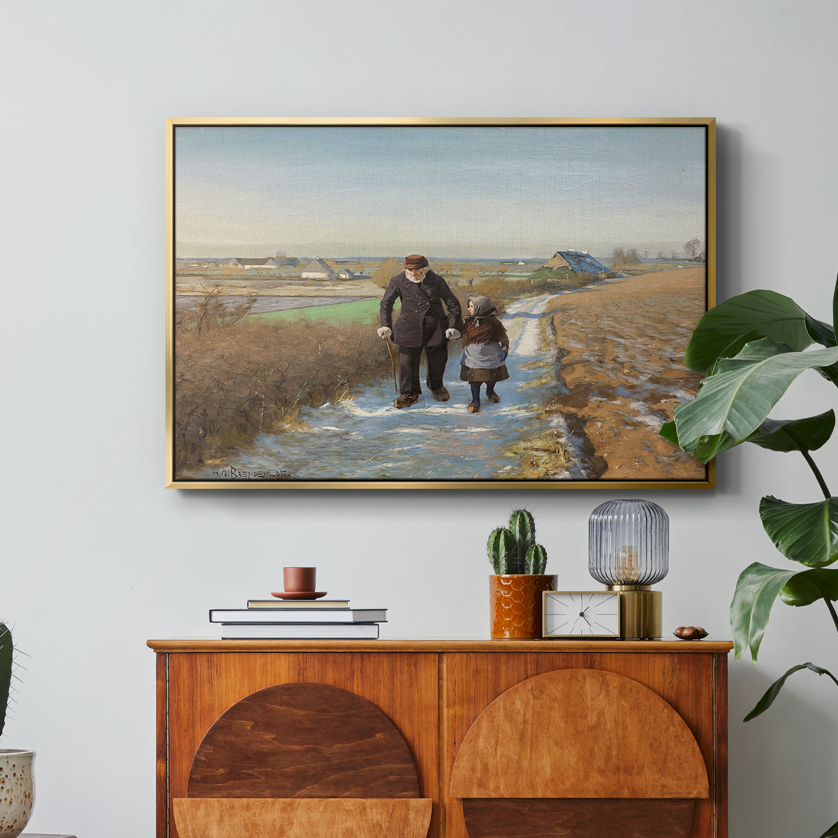 The Old Man and the Child, 1888 - Floater Framed Canvas Print