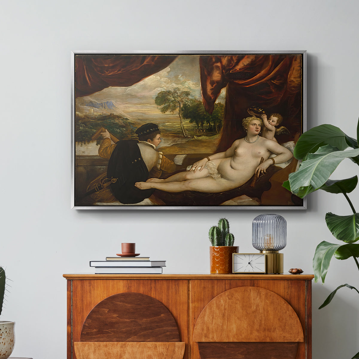 Venus and the Lute Player, c. 1565-1570 - Floater Framed Canvas Print