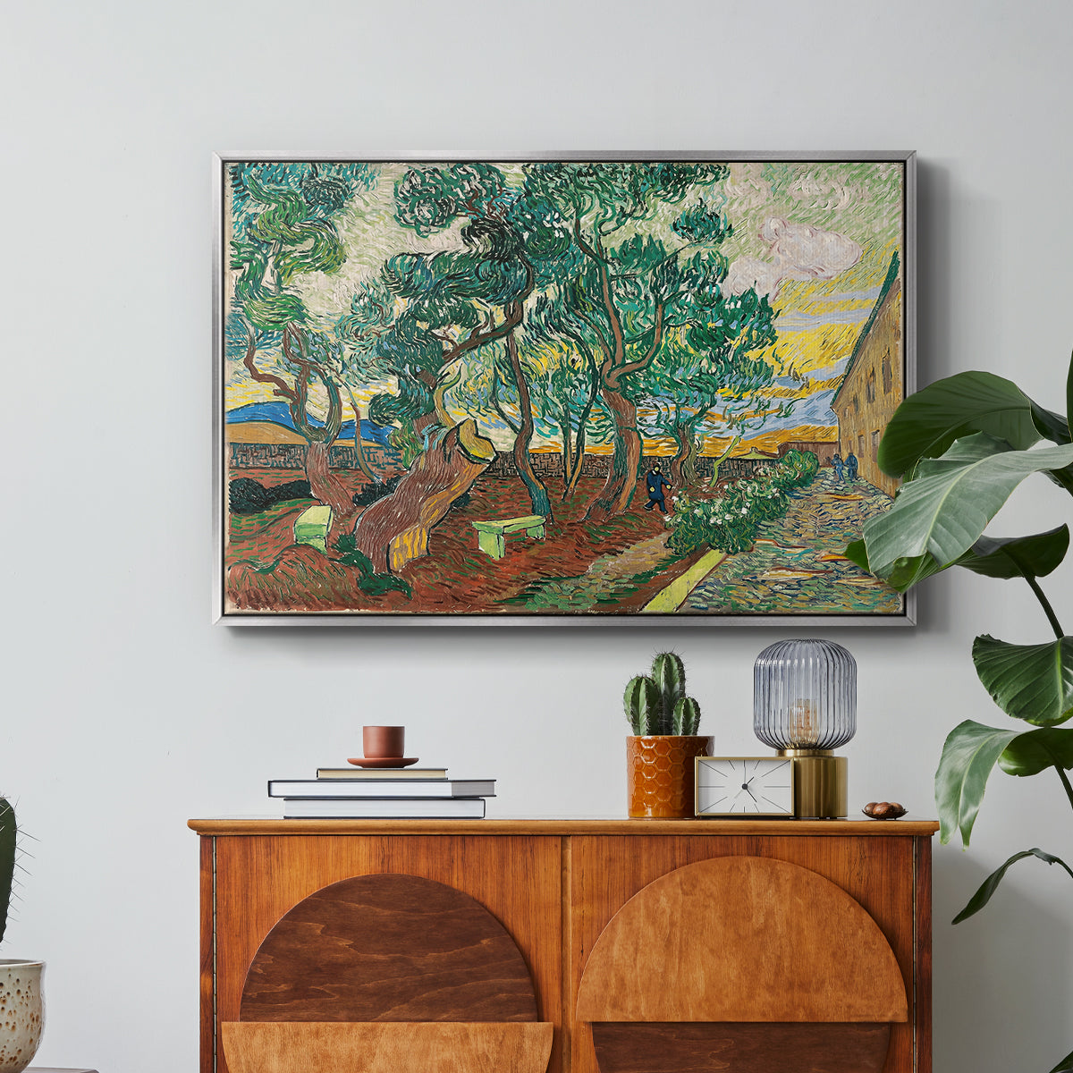 The Garden of Saint-Paul Hospital, 1889 - Floater Framed Canvas Print