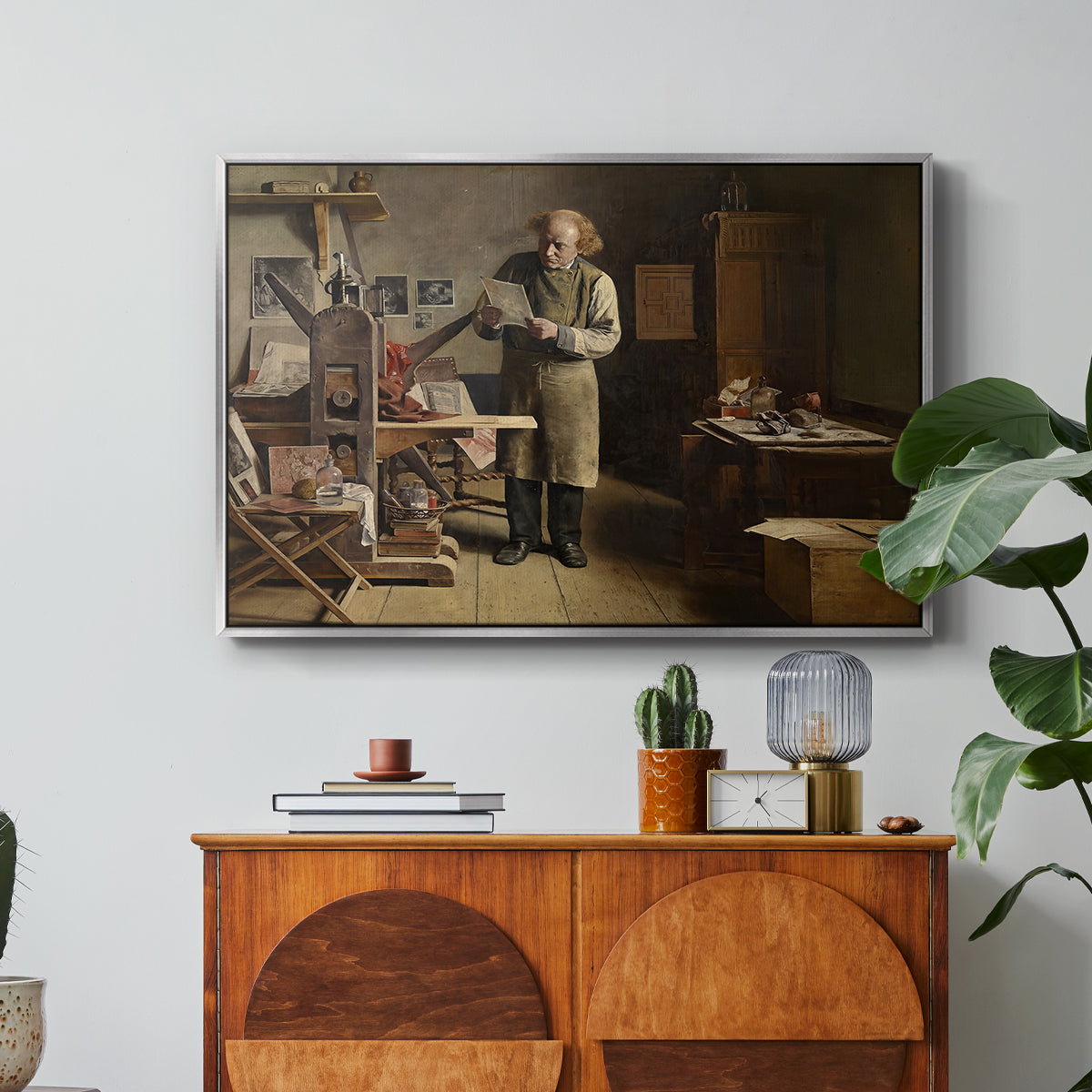The Plate Printer, 1875 - Floater Framed Canvas Print