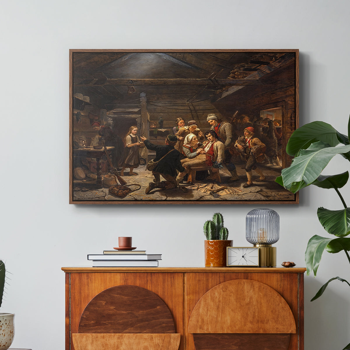 The Return of the Bear Hunter, 1856 - Floater Framed Canvas Print