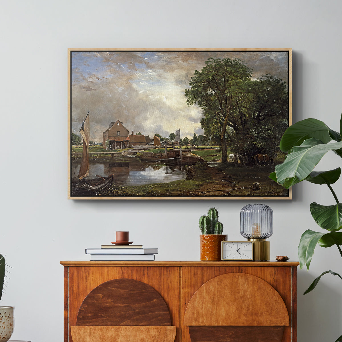 Dedham Lock and Mill, c. 1820 - Floater Framed Canvas Print