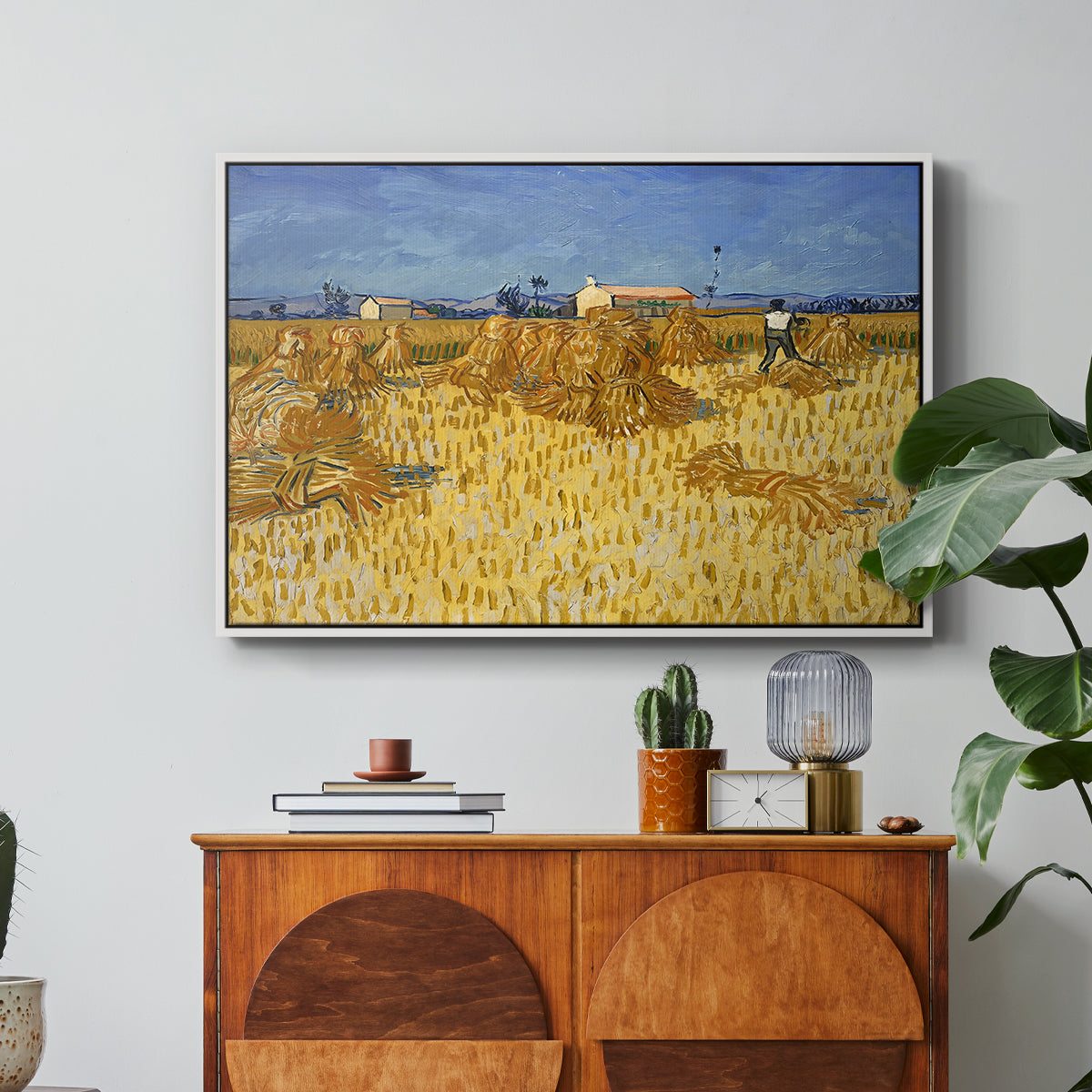 Wheat Field with Sheaves (Harvest in Provence), 1888 - Floater Framed Canvas Print