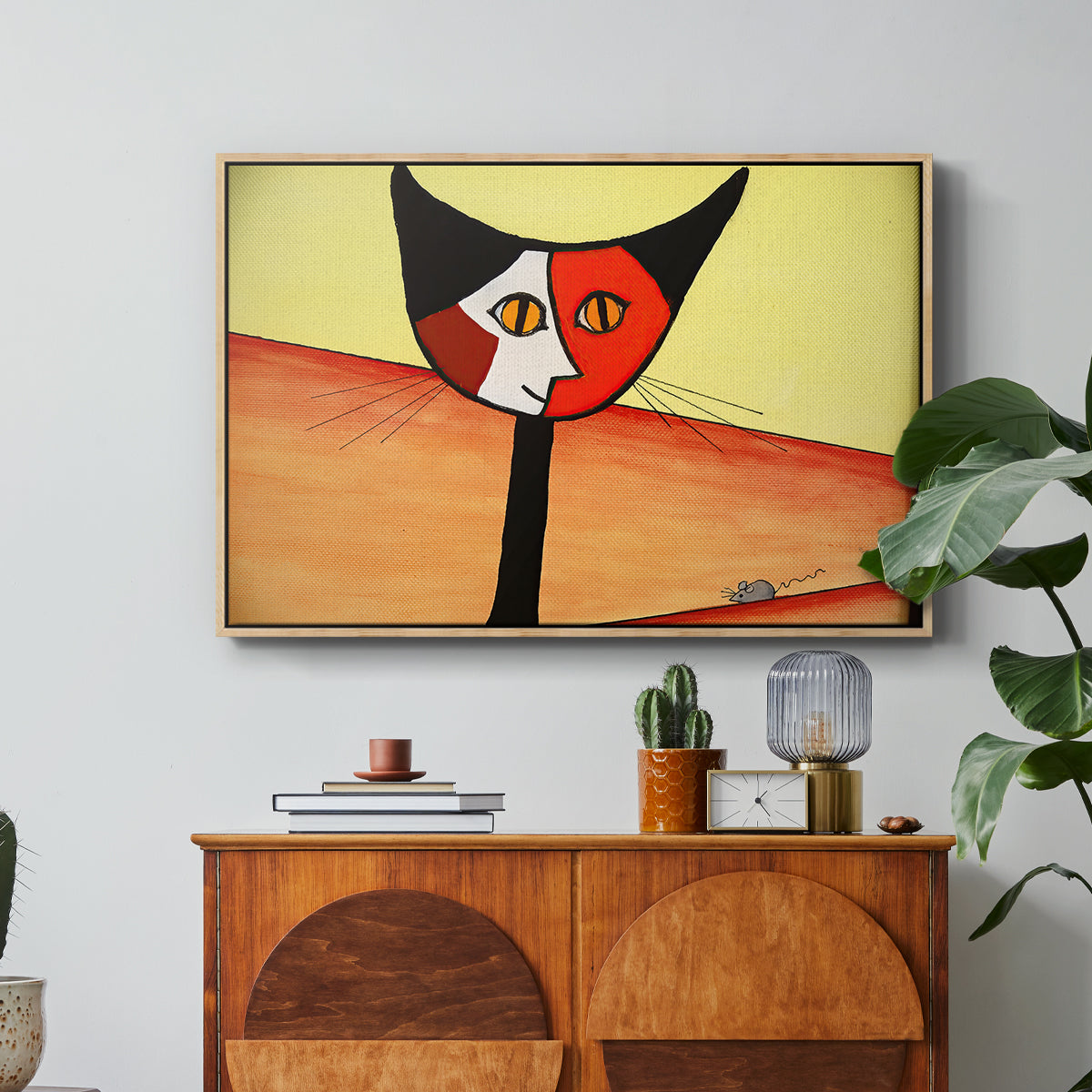 Picasso's Cat–El Gato - Floater Framed Canvas Print